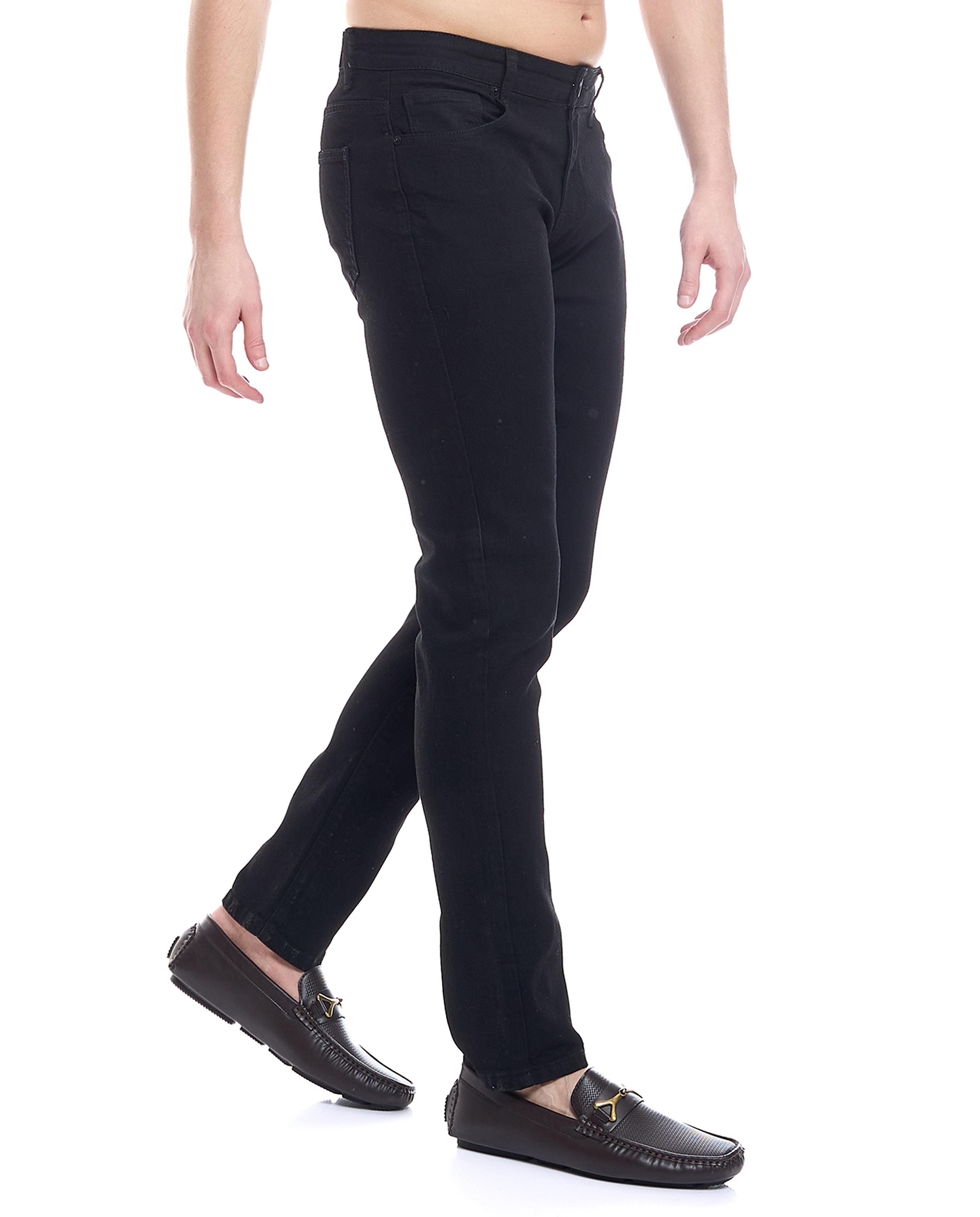 Solid Skinny Fit Jeans with Button Closure