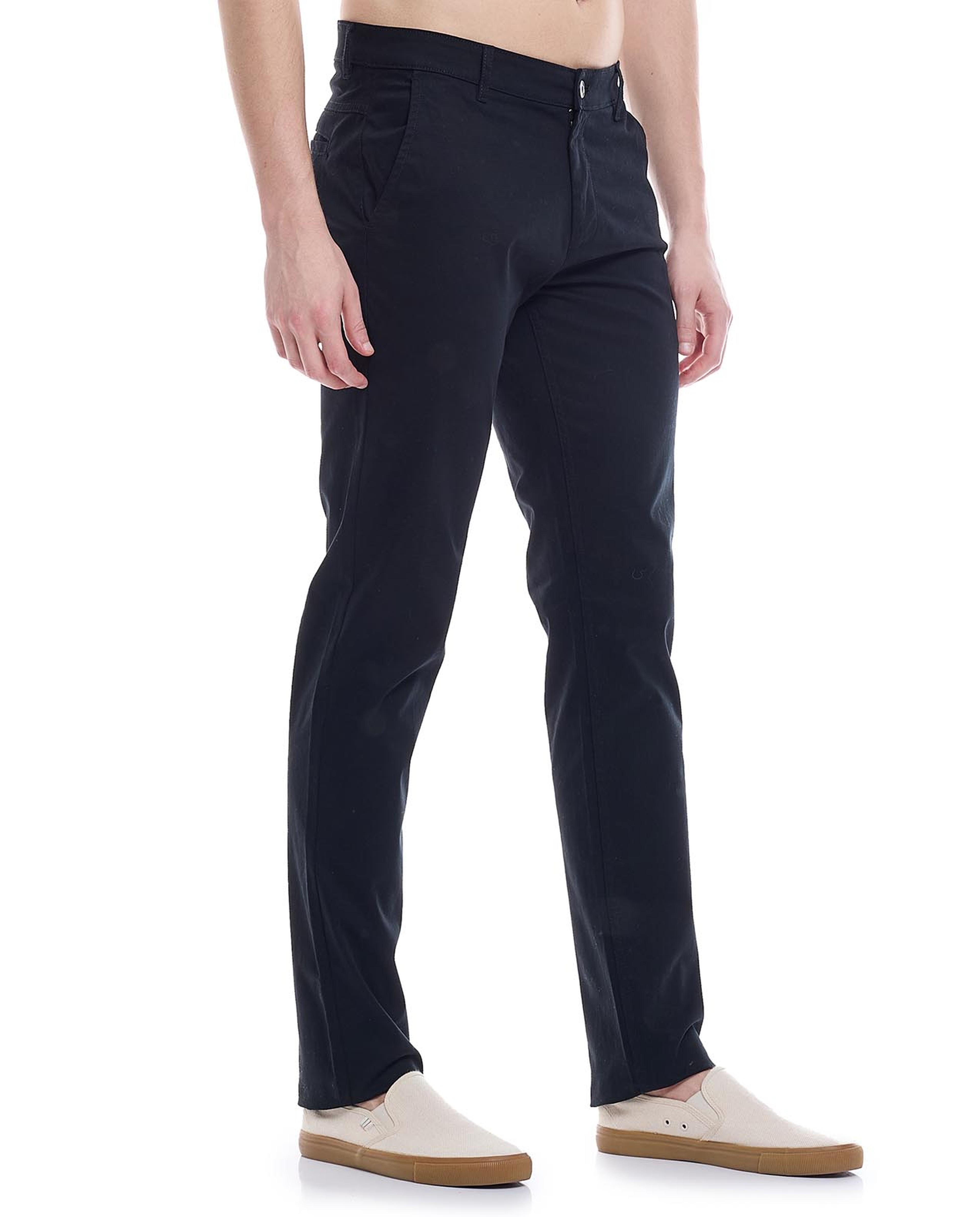 Solid Trousers with Button Closure
