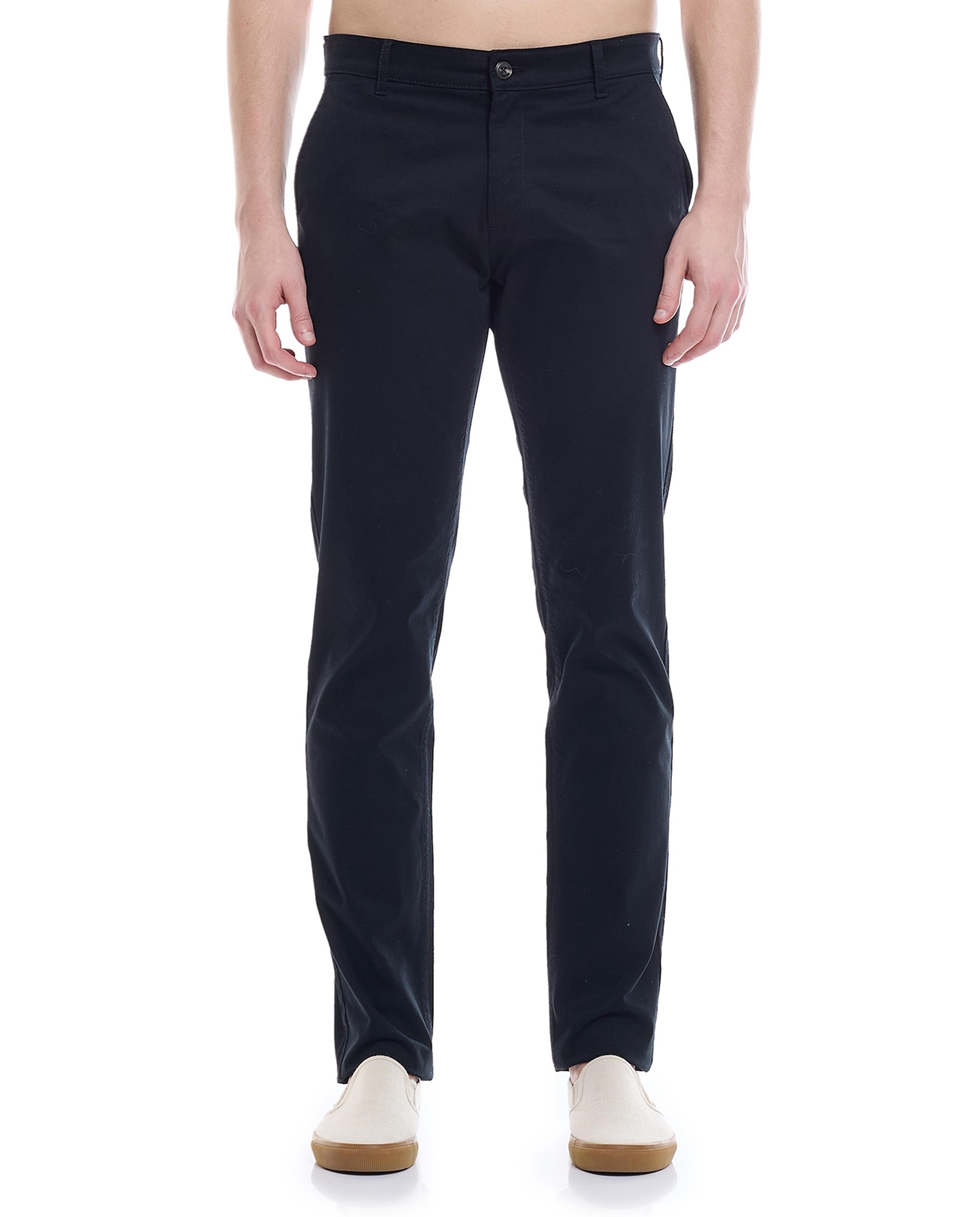 Solid Trousers with Button Closure