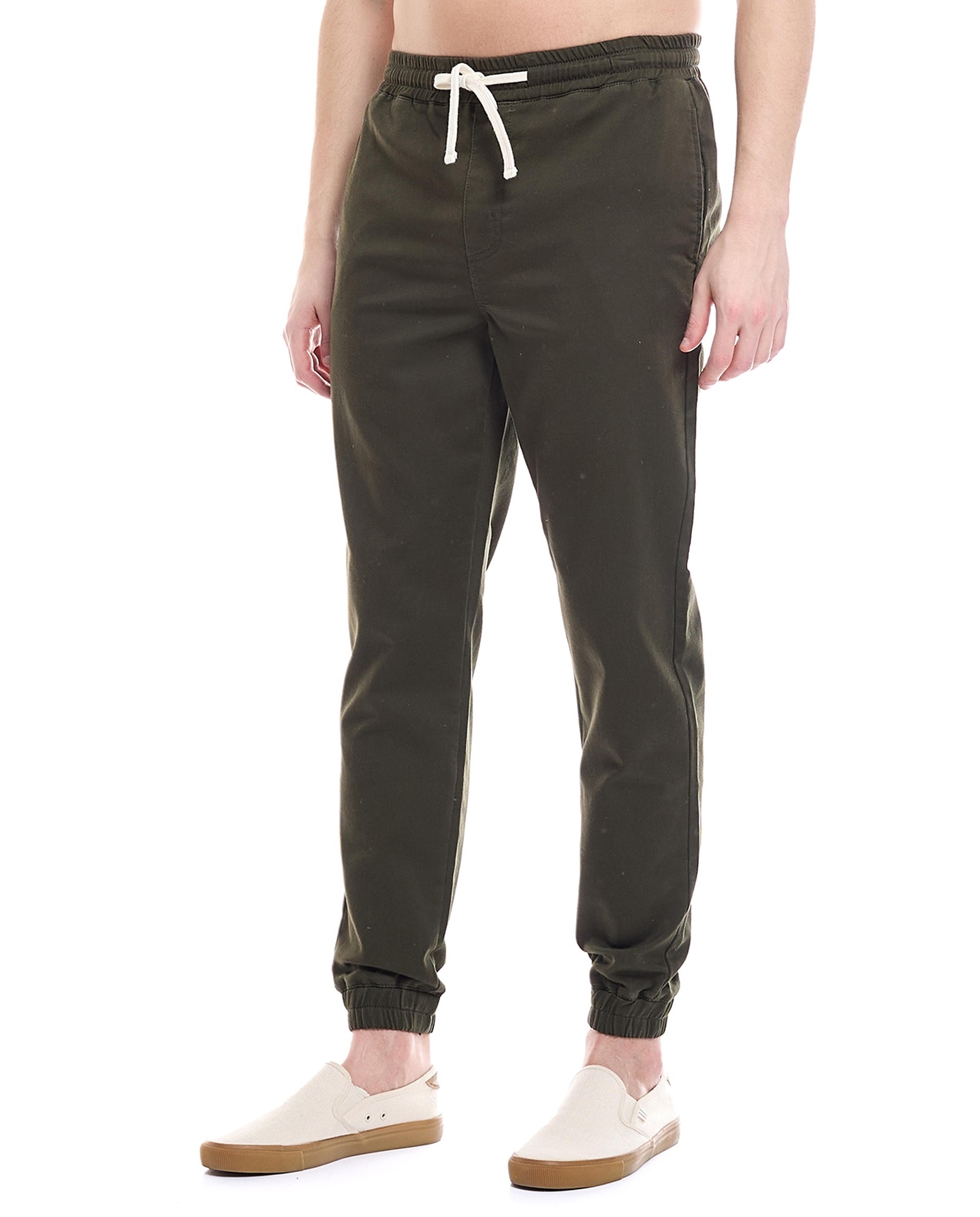 Solid Jogger Pants with Drawstring Waist