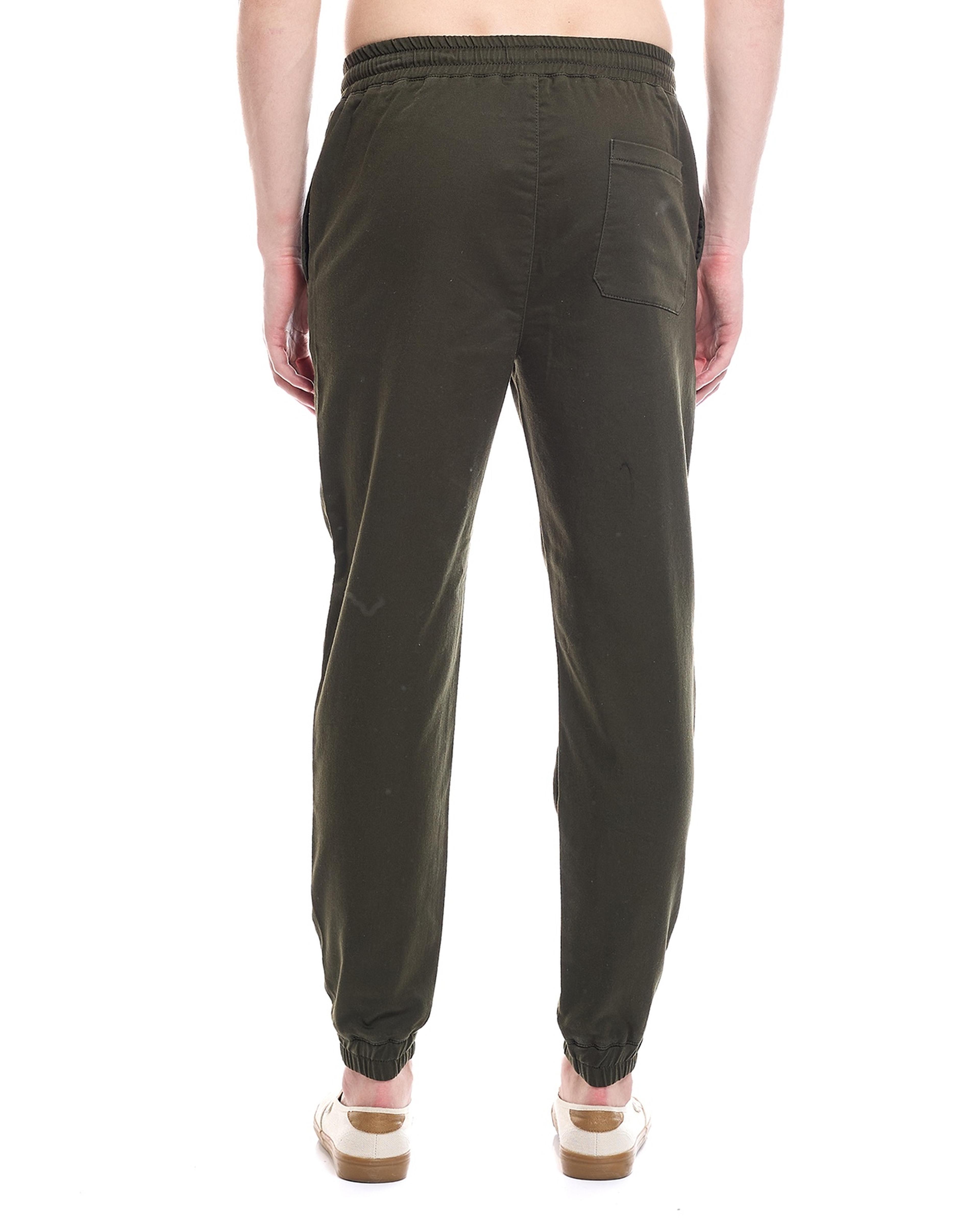 Solid Jogger Pants with Drawstring Waist