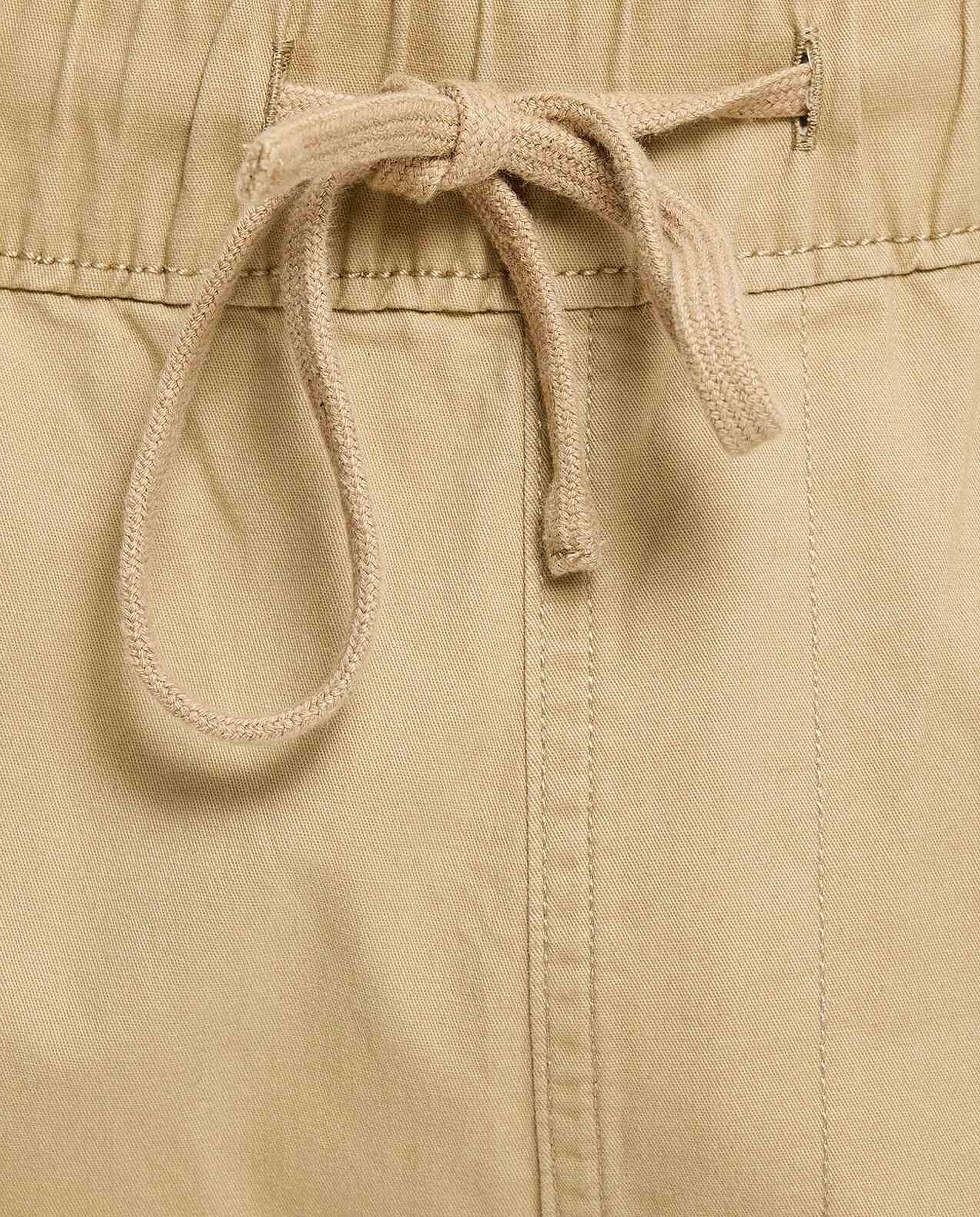 Solid Cargo Pants with Drawstring Waist