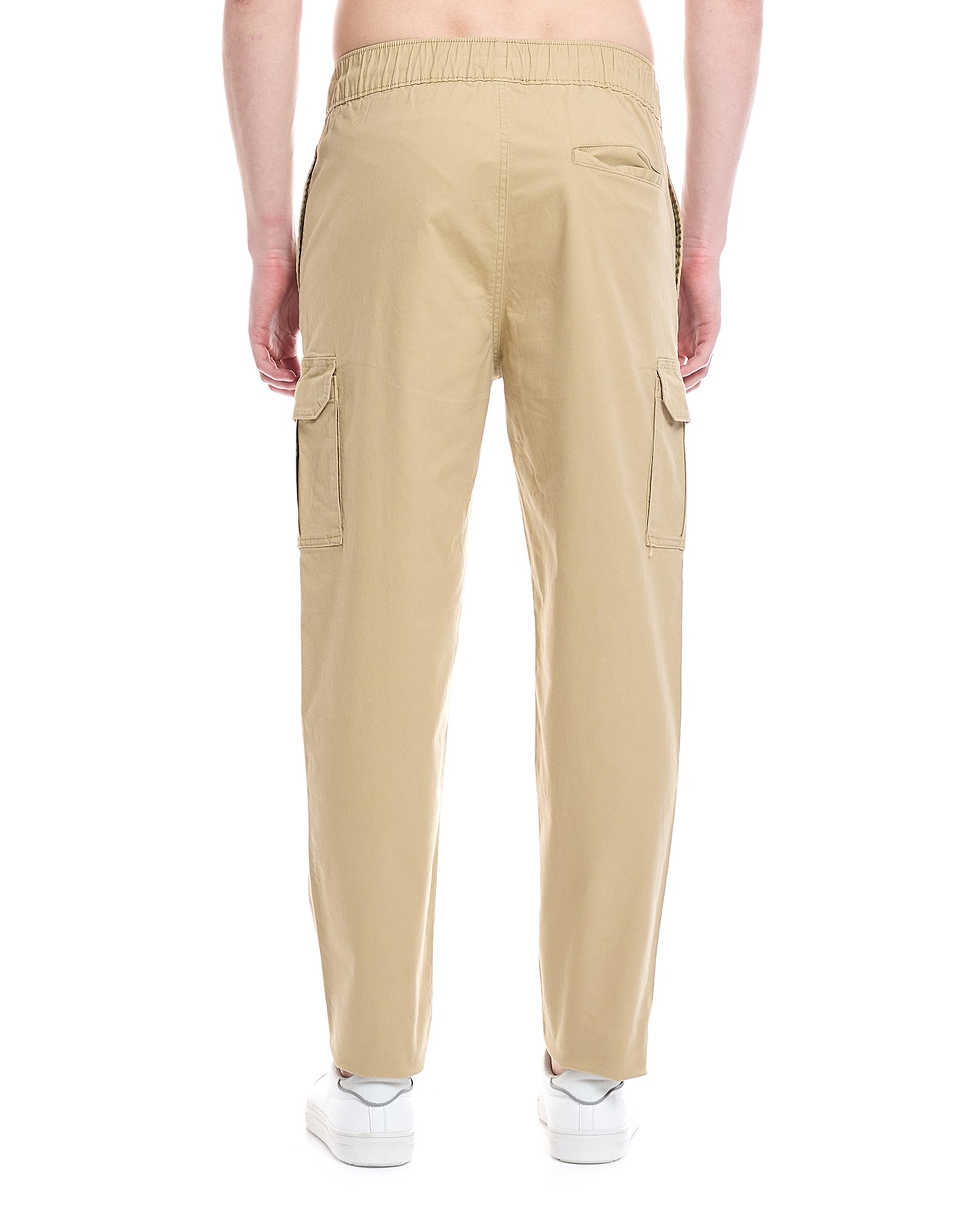 Solid Cargo Pants with Drawstring Waist