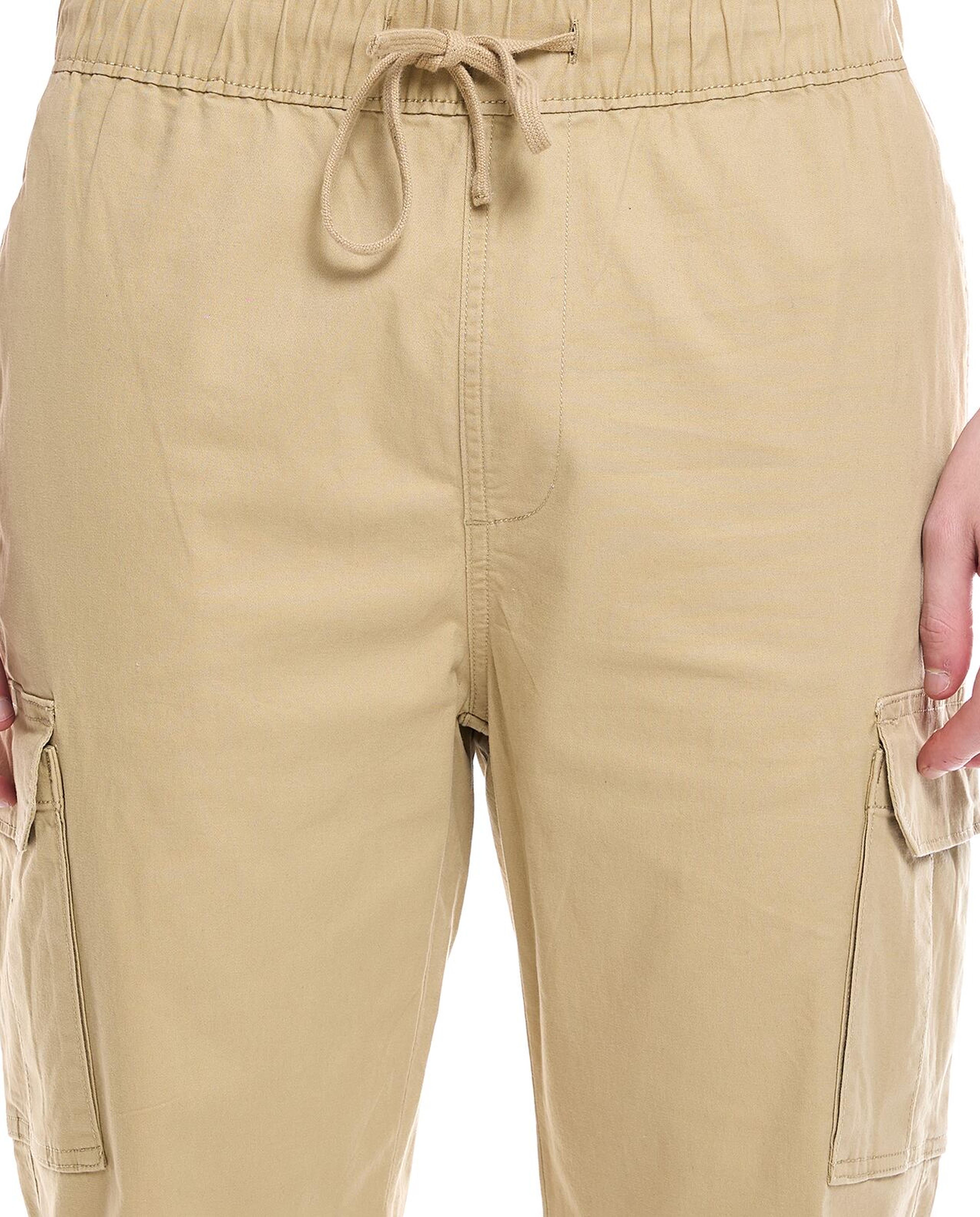 Solid Cargo Pants with Drawstring Waist