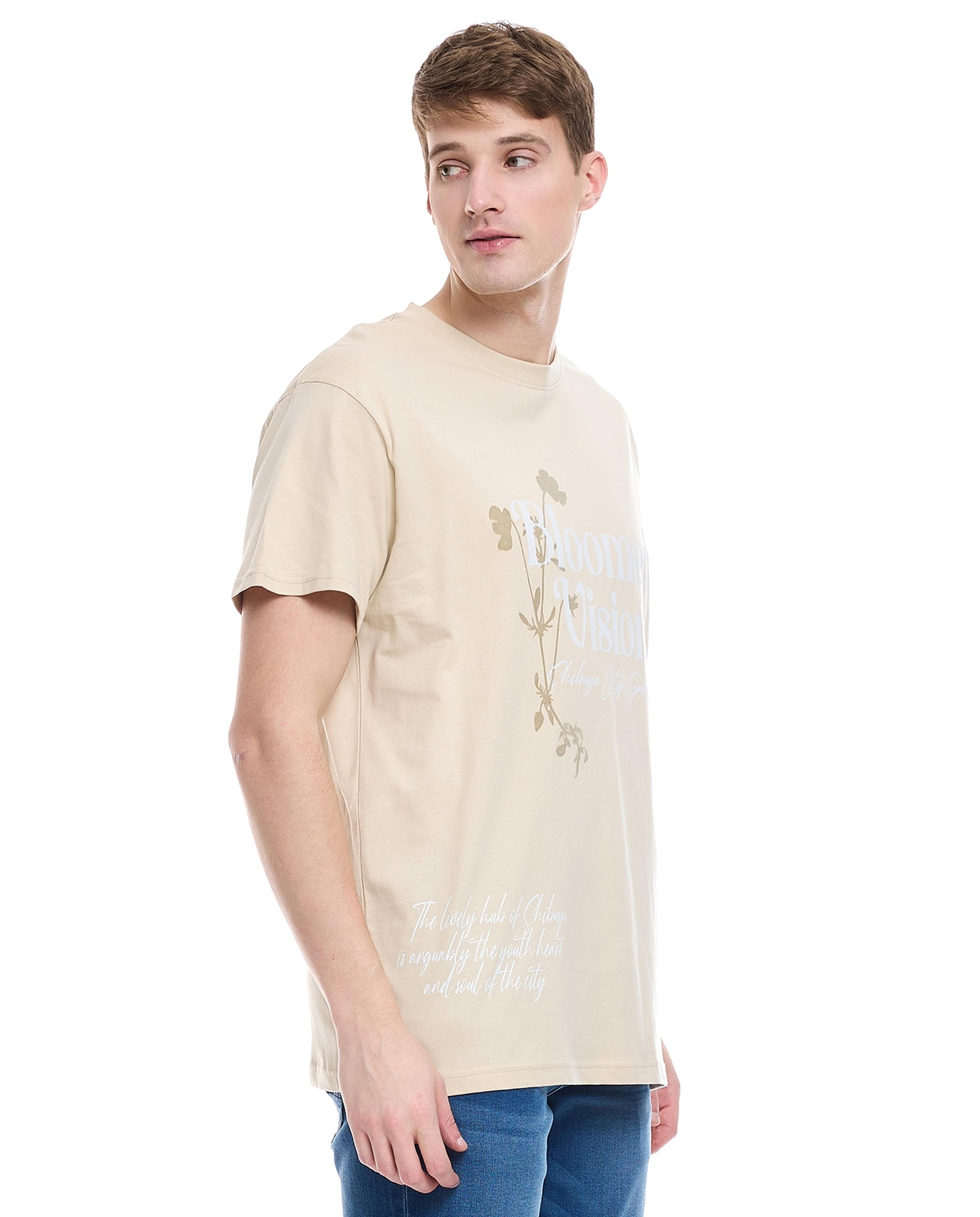 Printed T-Shirt with Crew Neck and Short Sleeves