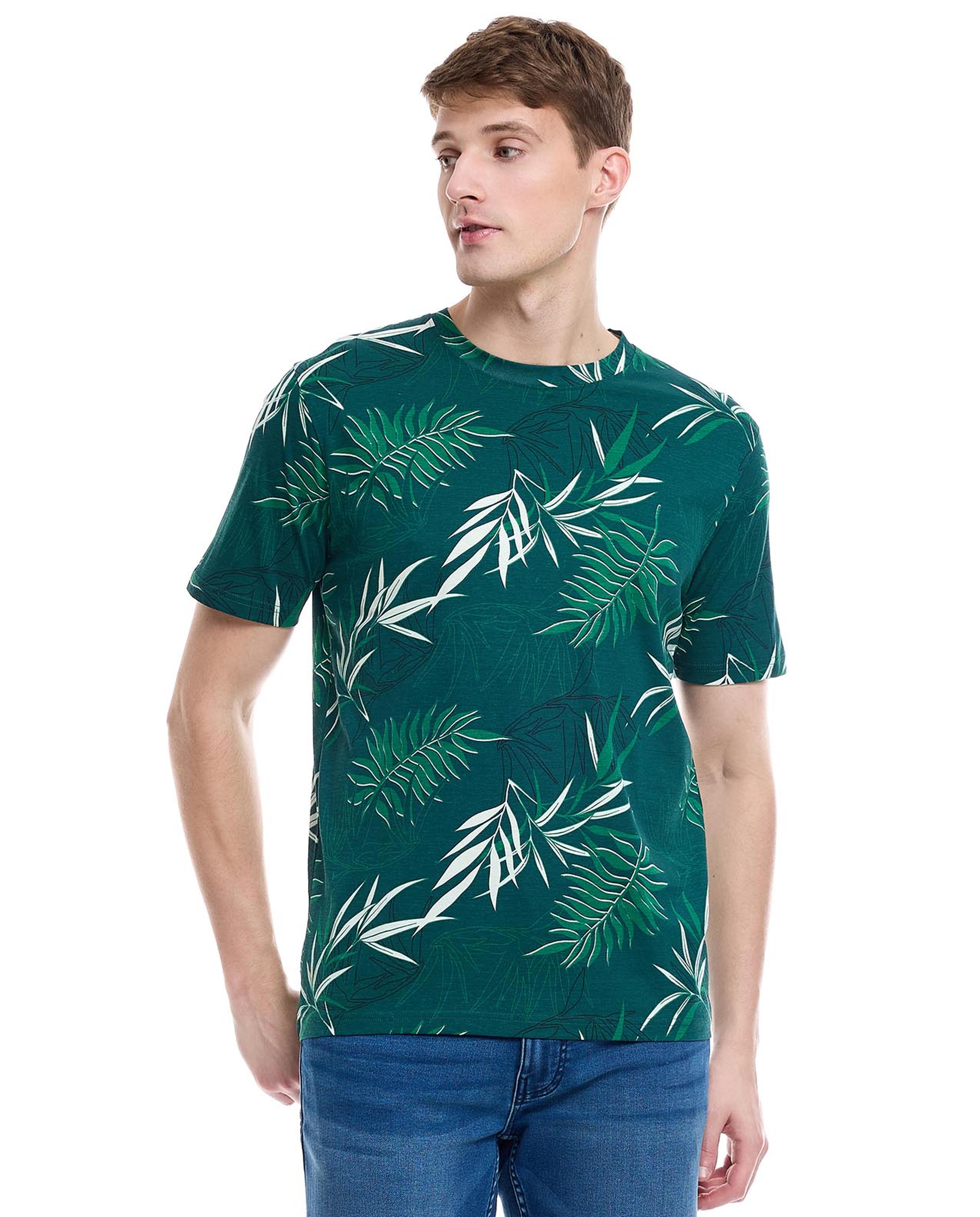 Printed T-Shirt with Crew Neck and Short Sleeves