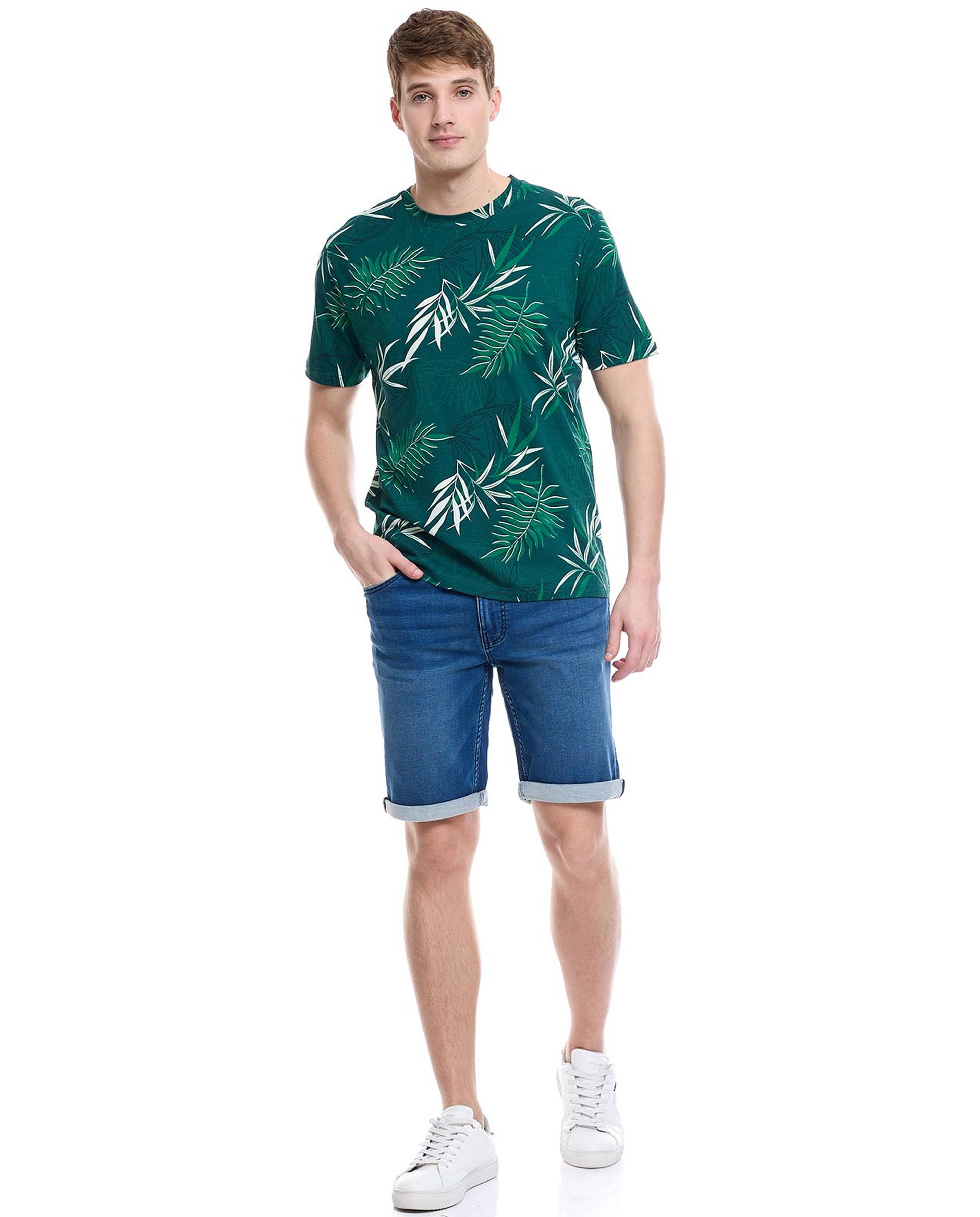 Printed T-Shirt with Crew Neck and Short Sleeves