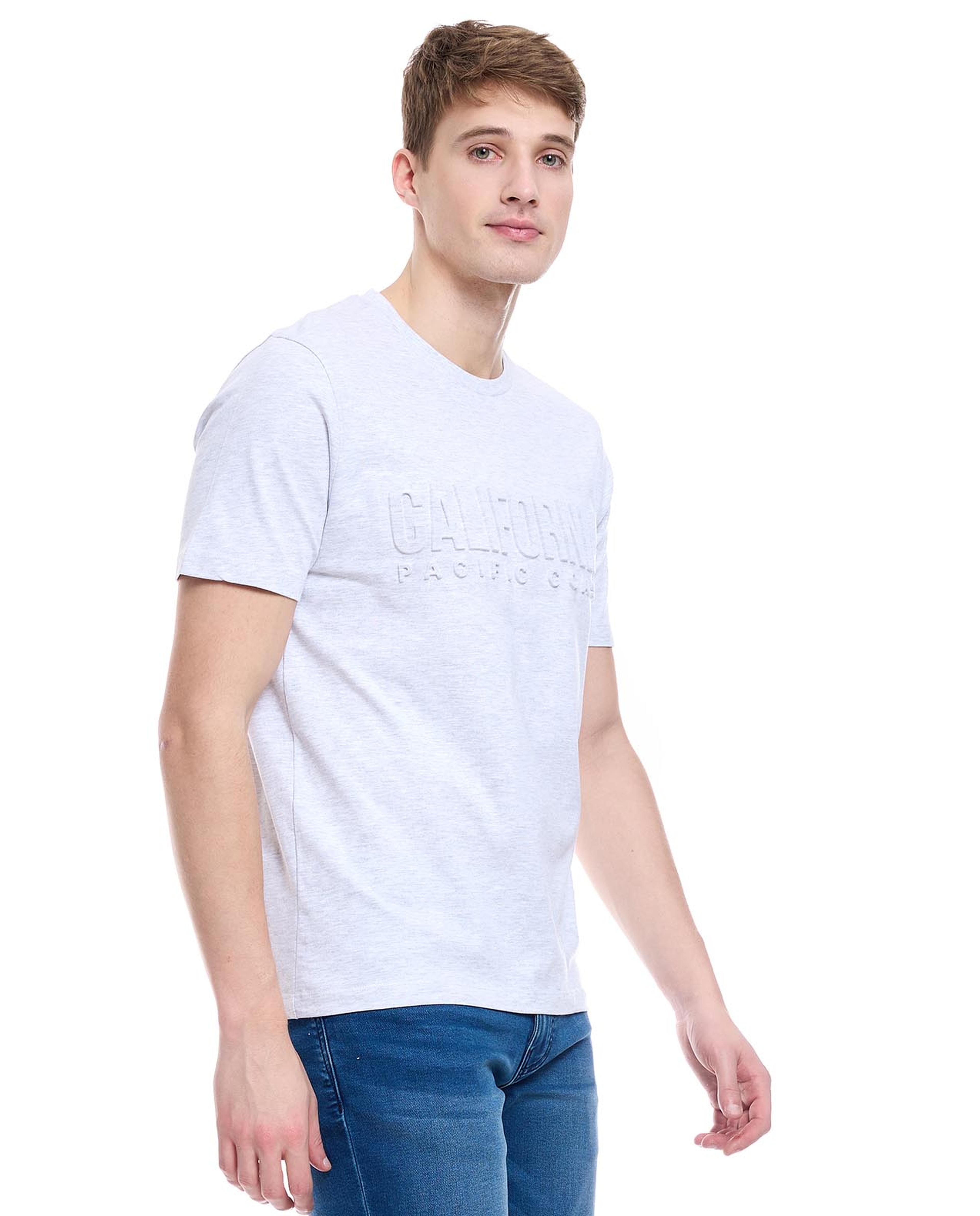 Embossed Detail T-Shirt with Crew Neck and Short Sleeves