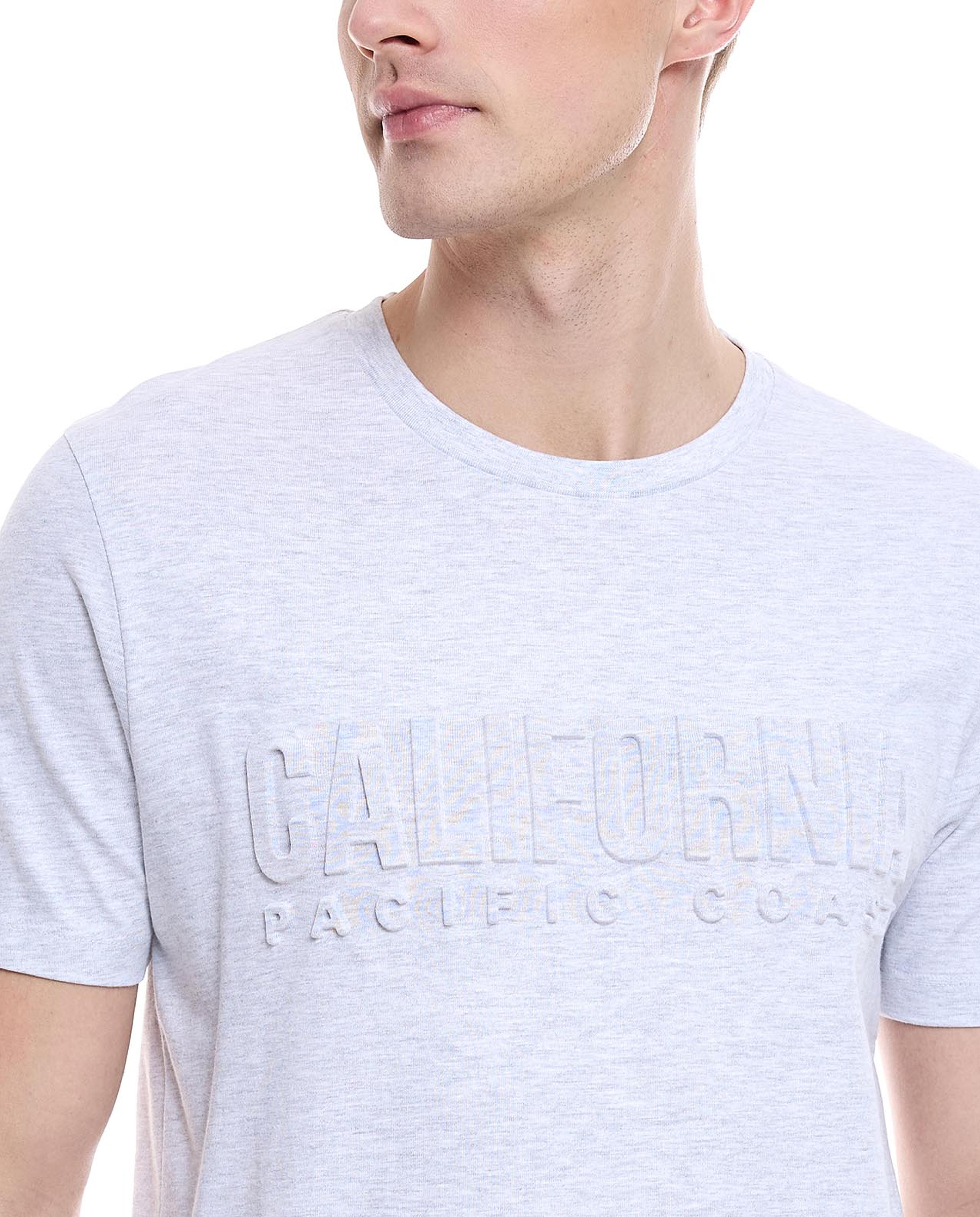 Embossed Detail T-Shirt with Crew Neck and Short Sleeves
