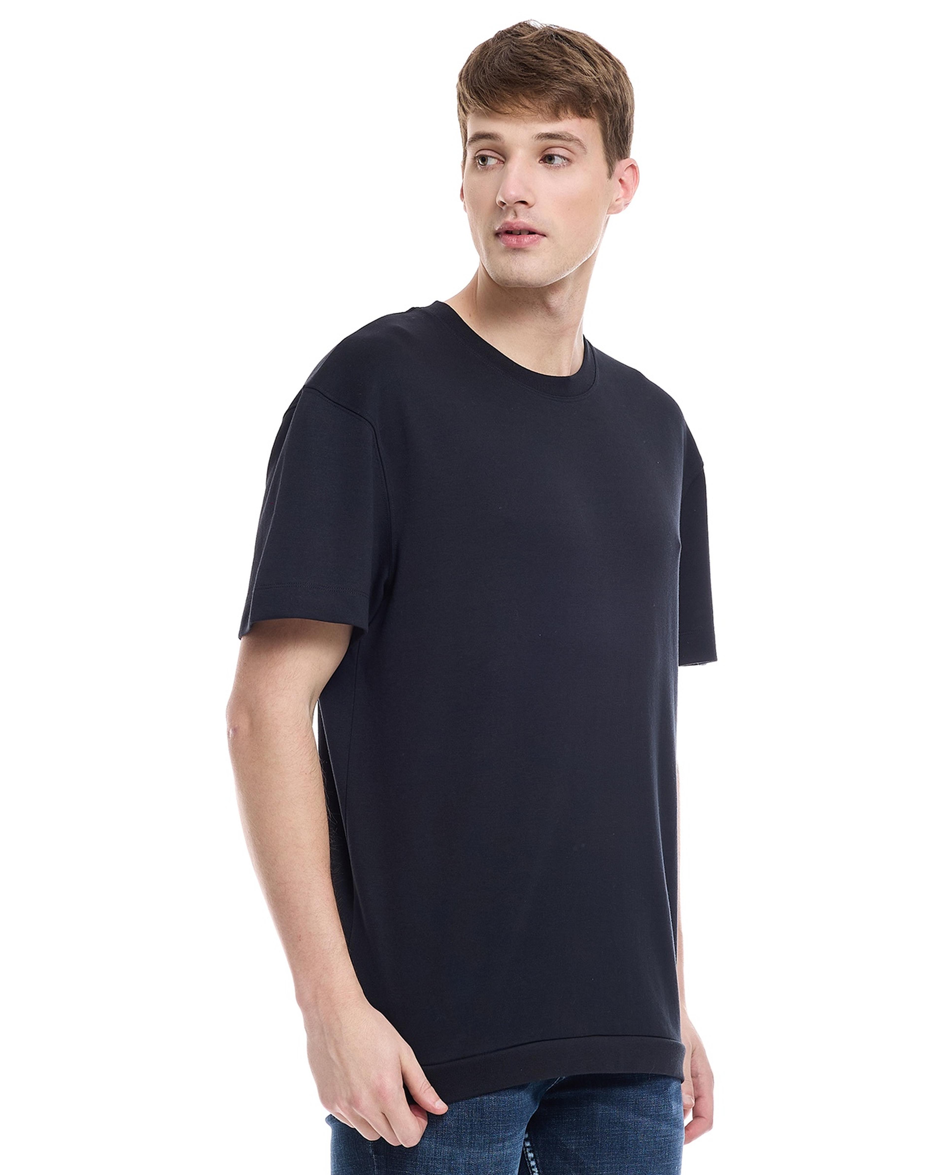 Solid Oversized T-Shirt with Crew Neck and Short Sleeves