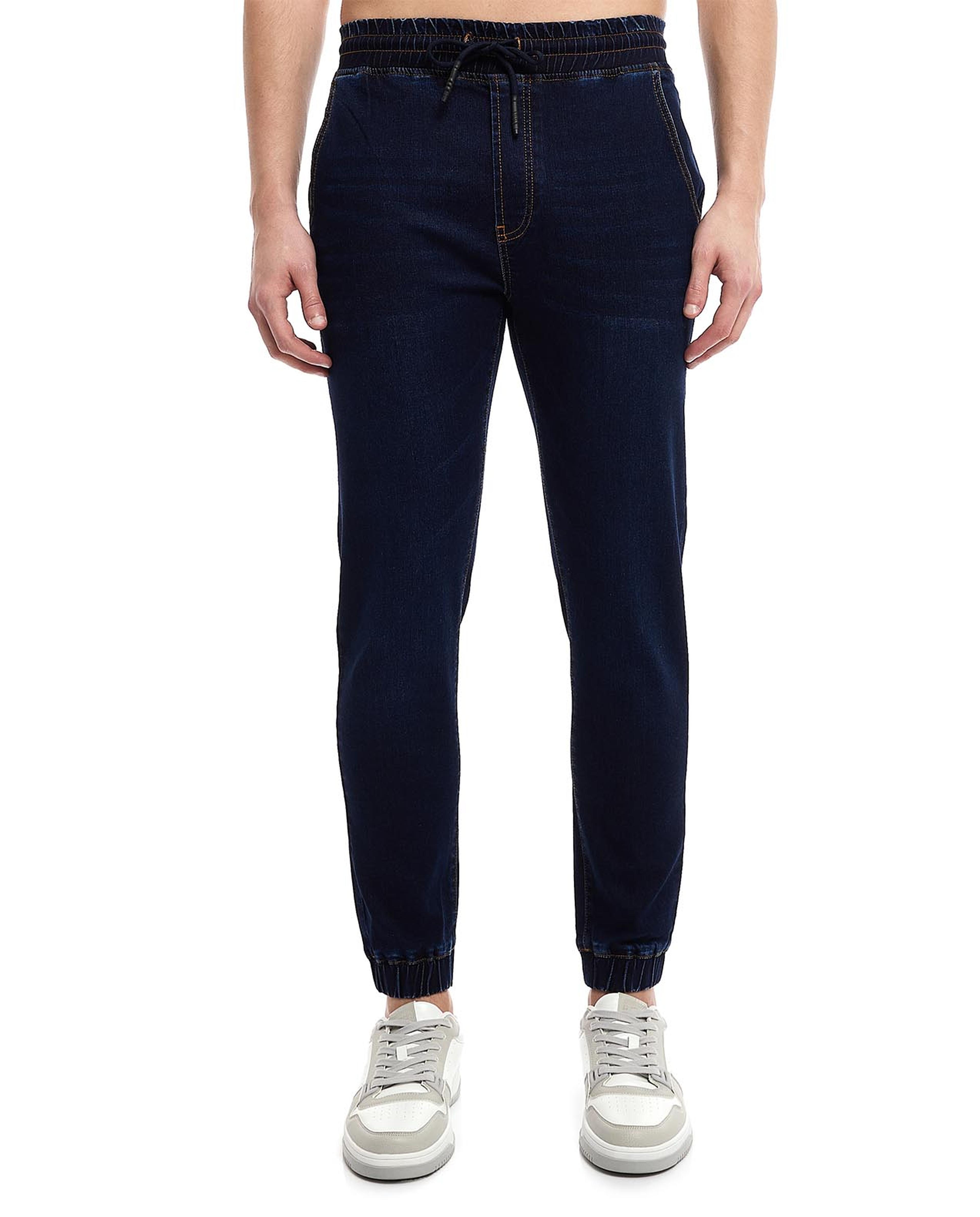 Washed Jogger Jeans with Drawstring Waist