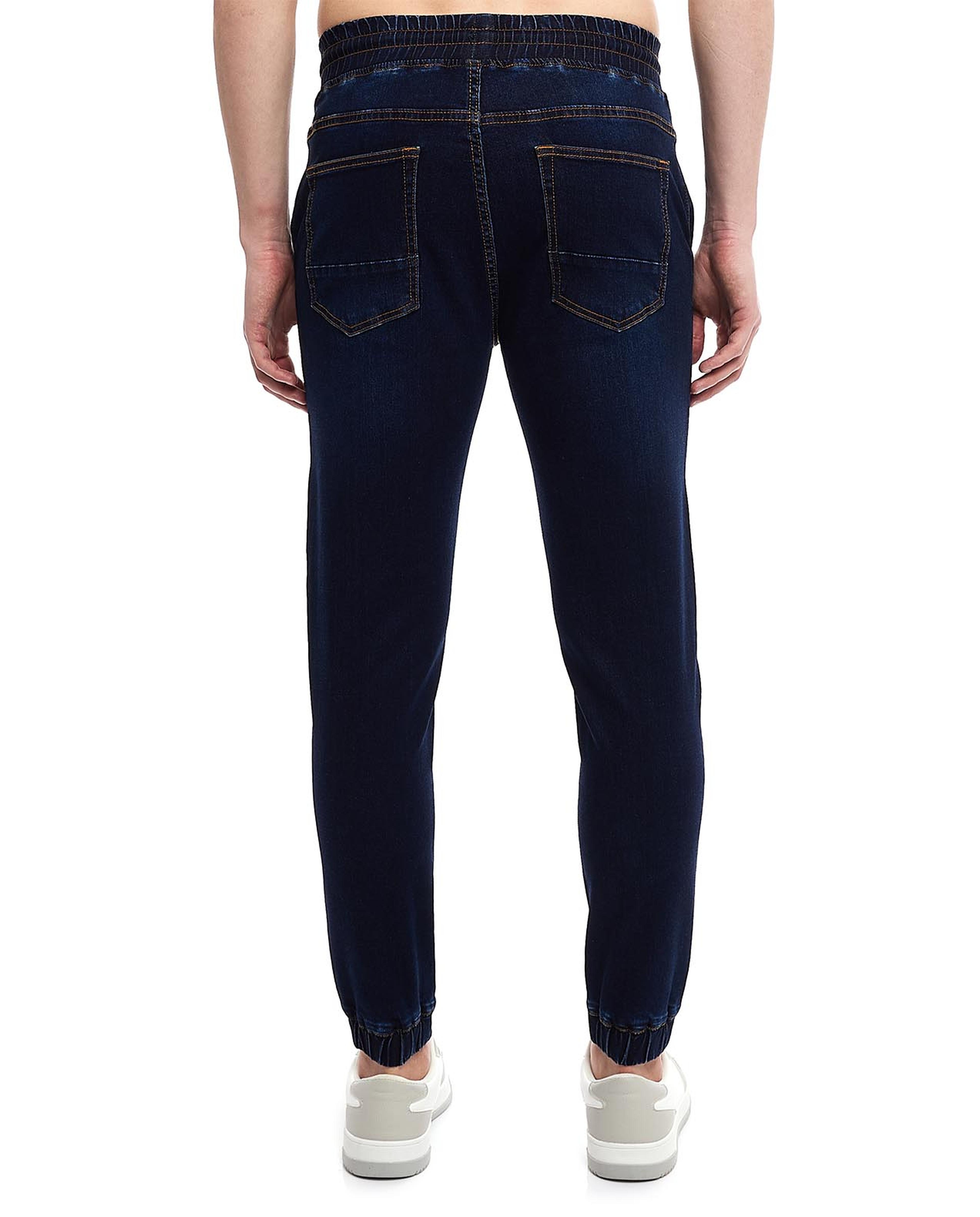 Washed Jogger Jeans with Drawstring Waist