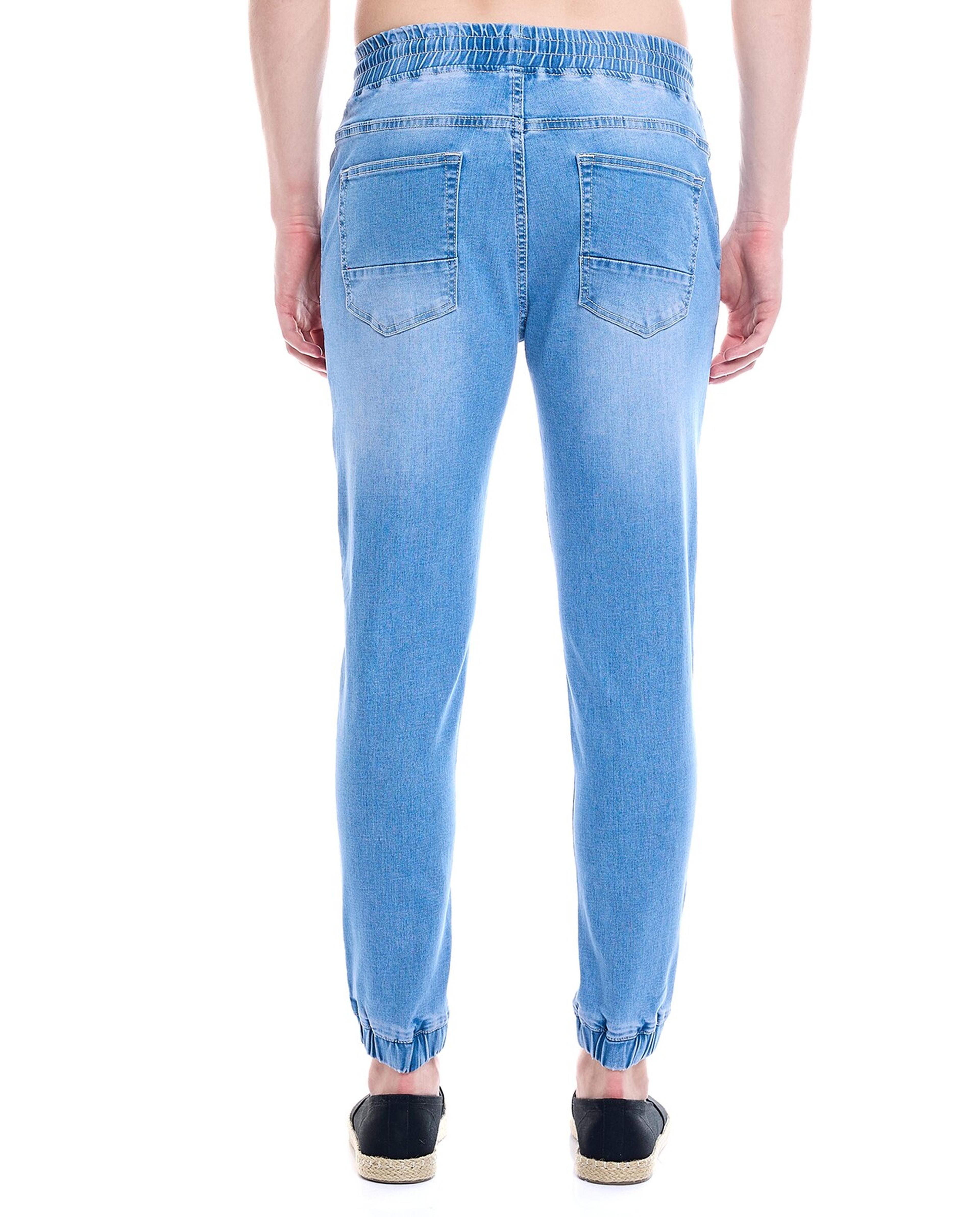 Faded Jogger Jeans with Drawstring Waist