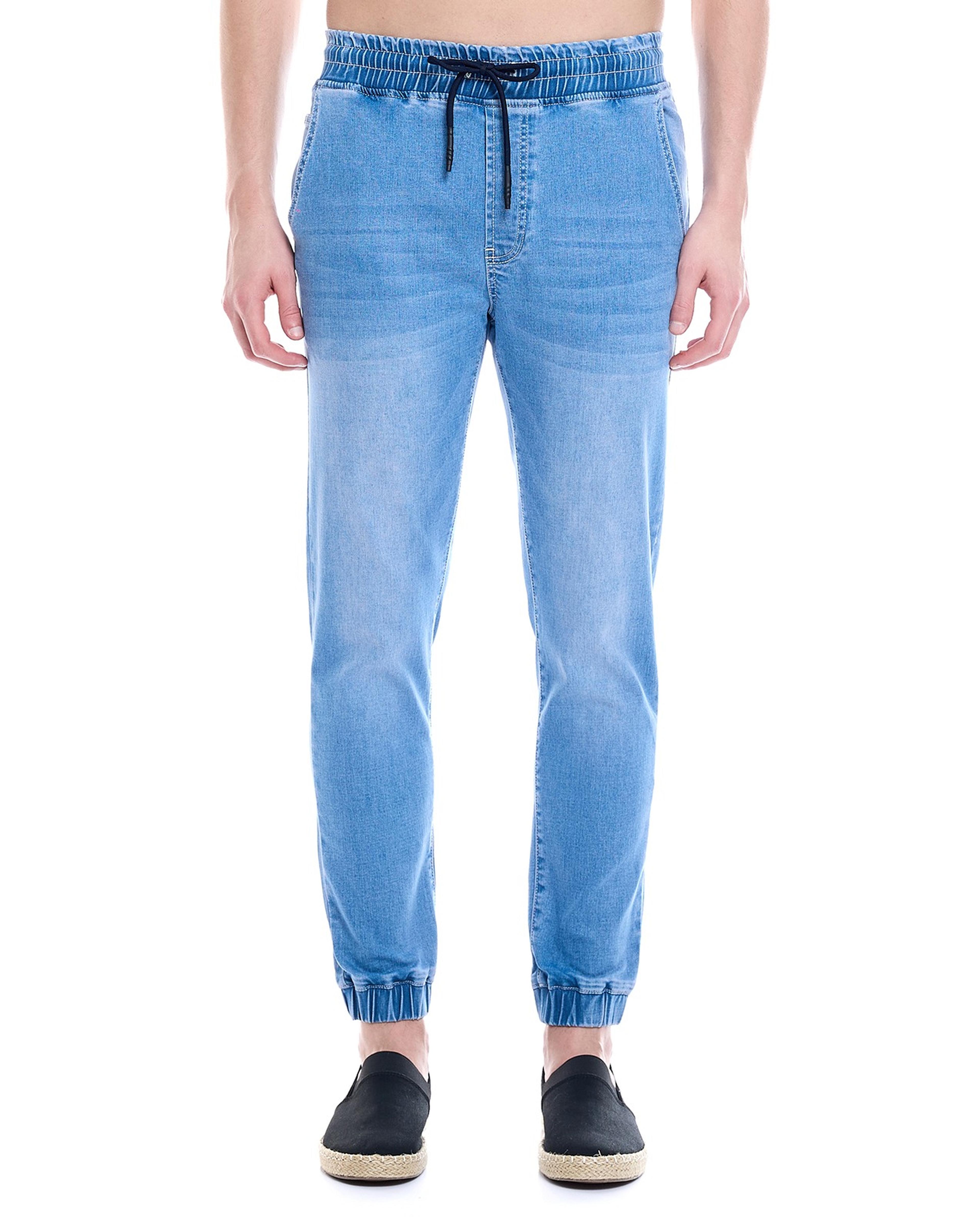 Faded Jogger Jeans with Drawstring Waist