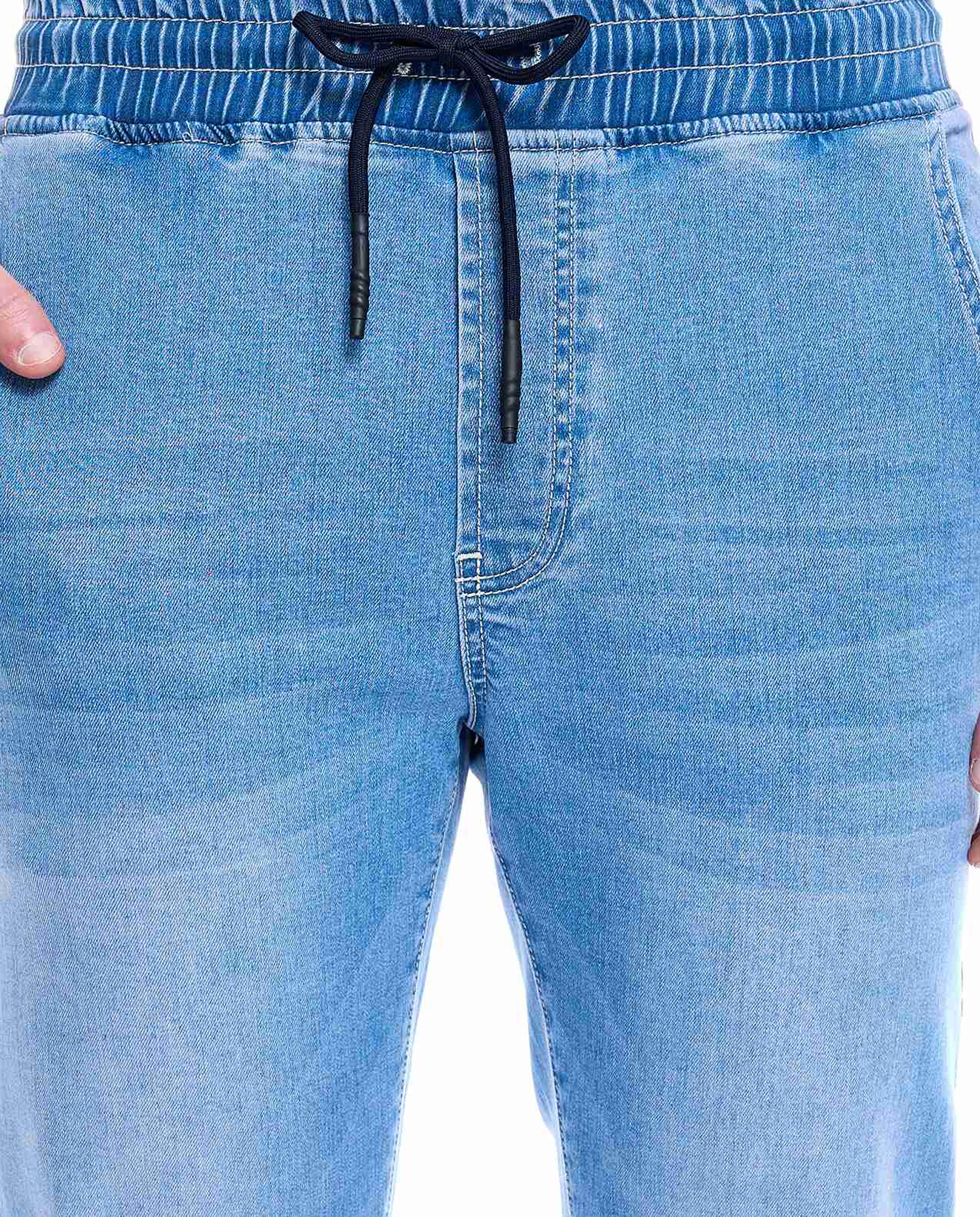 Faded Jogger Jeans with Drawstring Waist