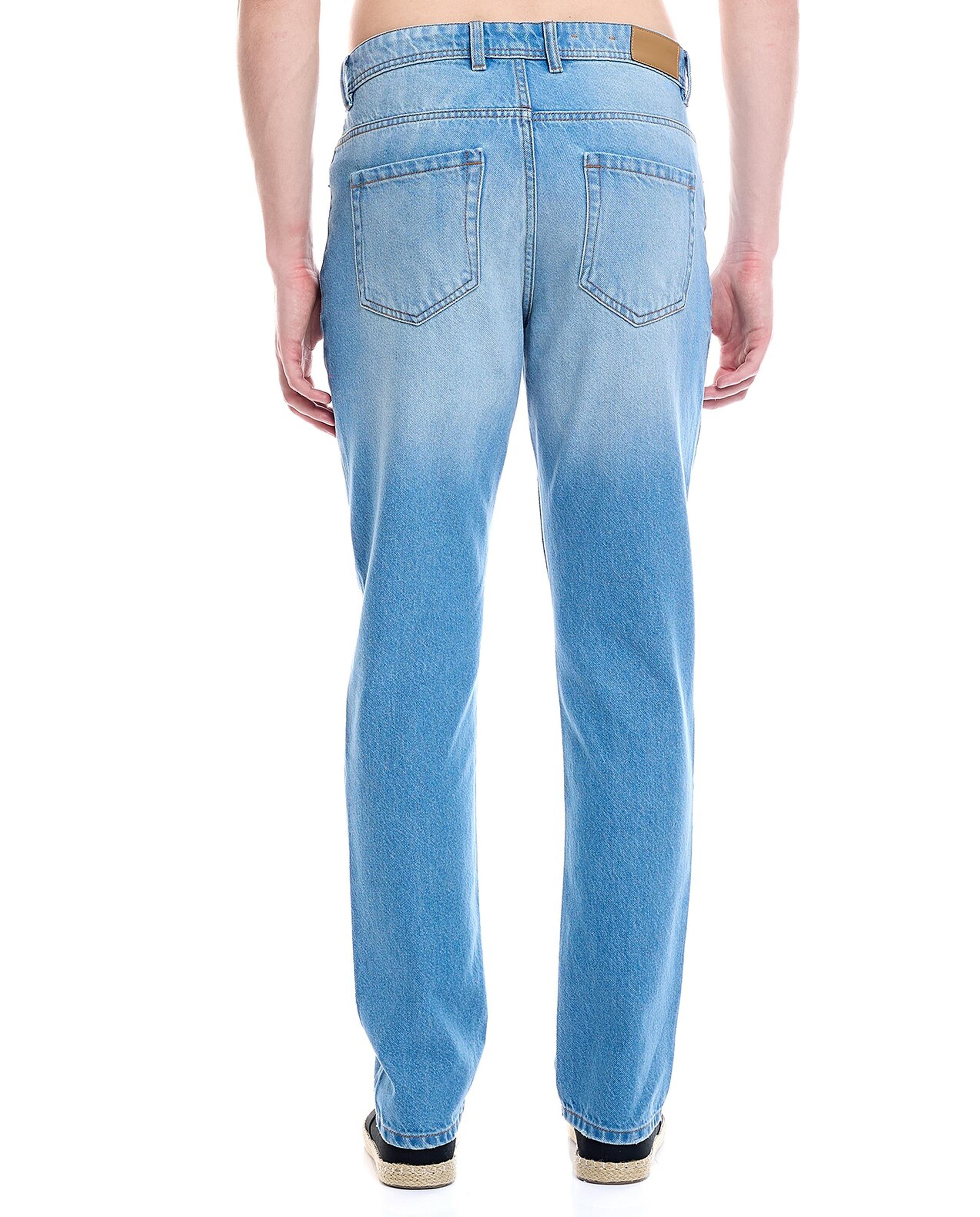 Faded Skinny Fit Jeans with Button Closure