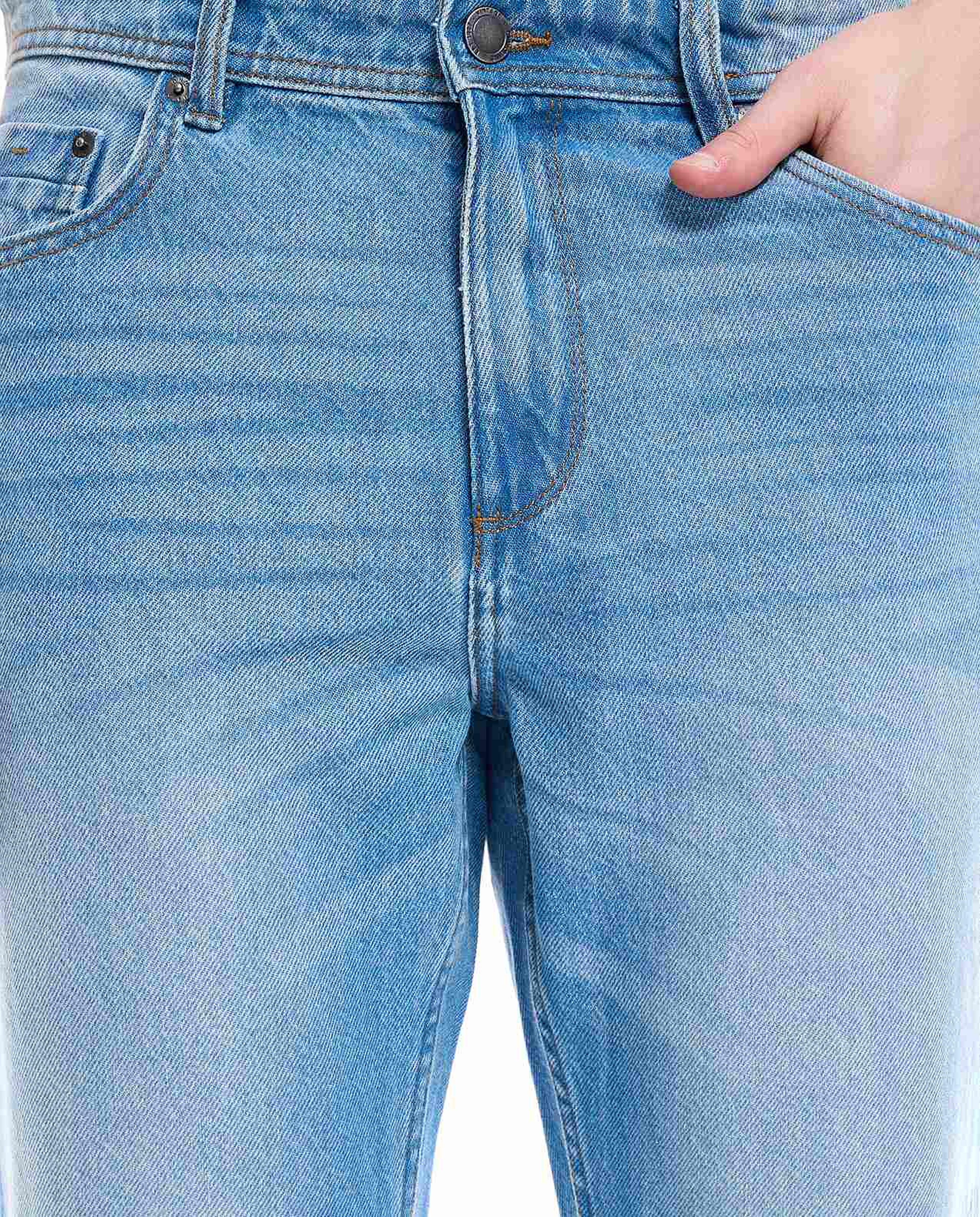 Faded Skinny Fit Jeans with Button Closure