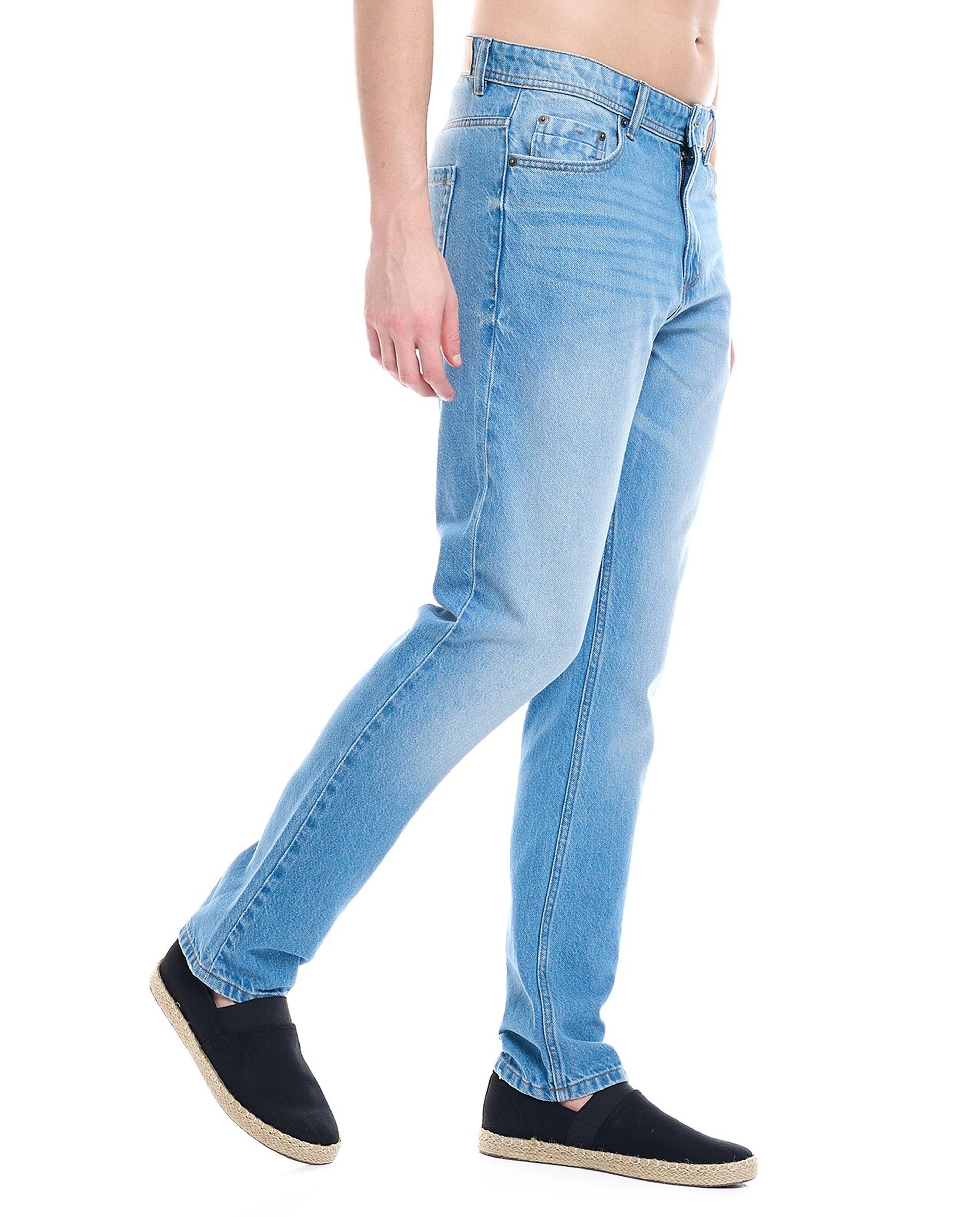 Faded Skinny Fit Jeans with Button Closure