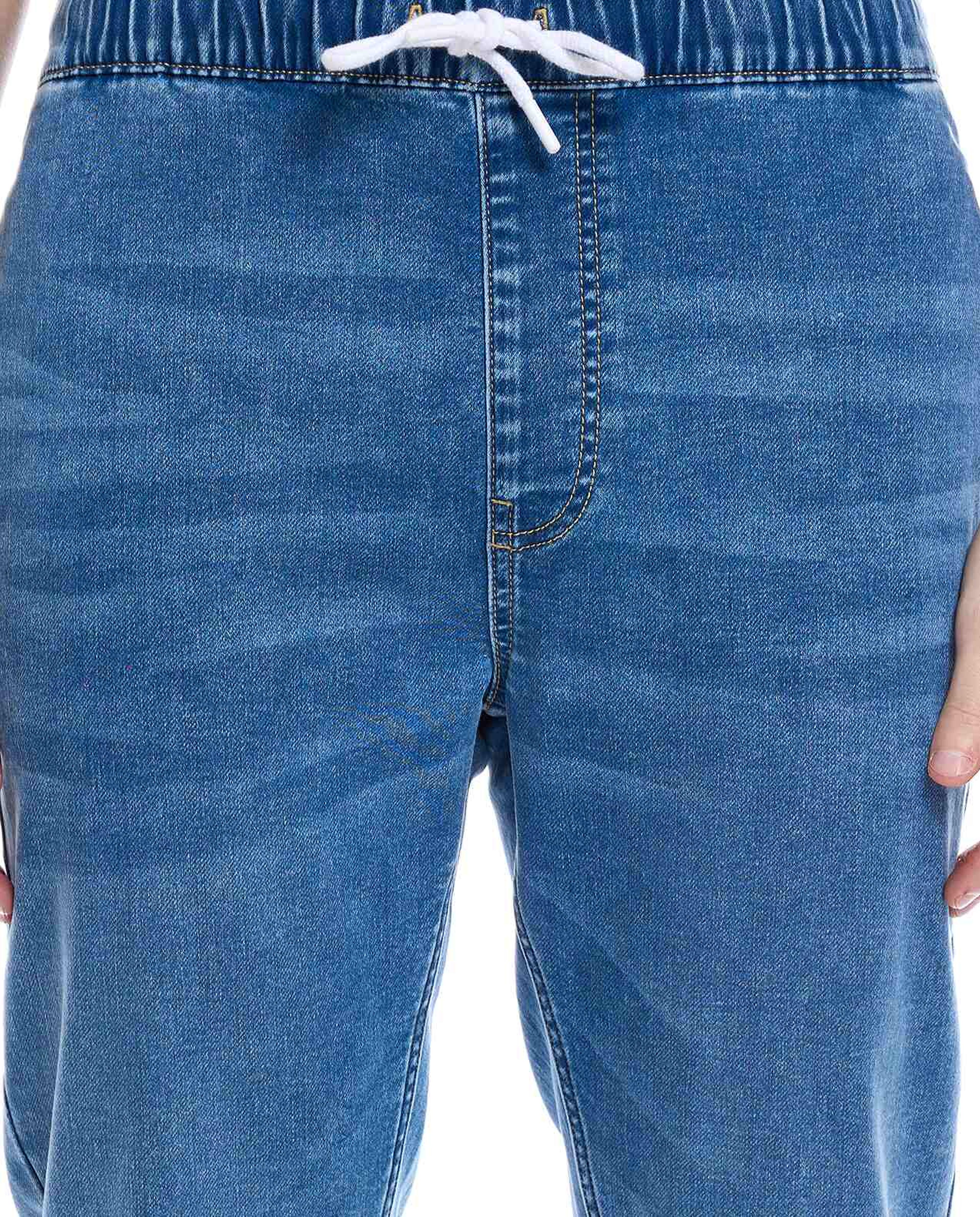 Faded Jogger Jeans with Drawstring Waist