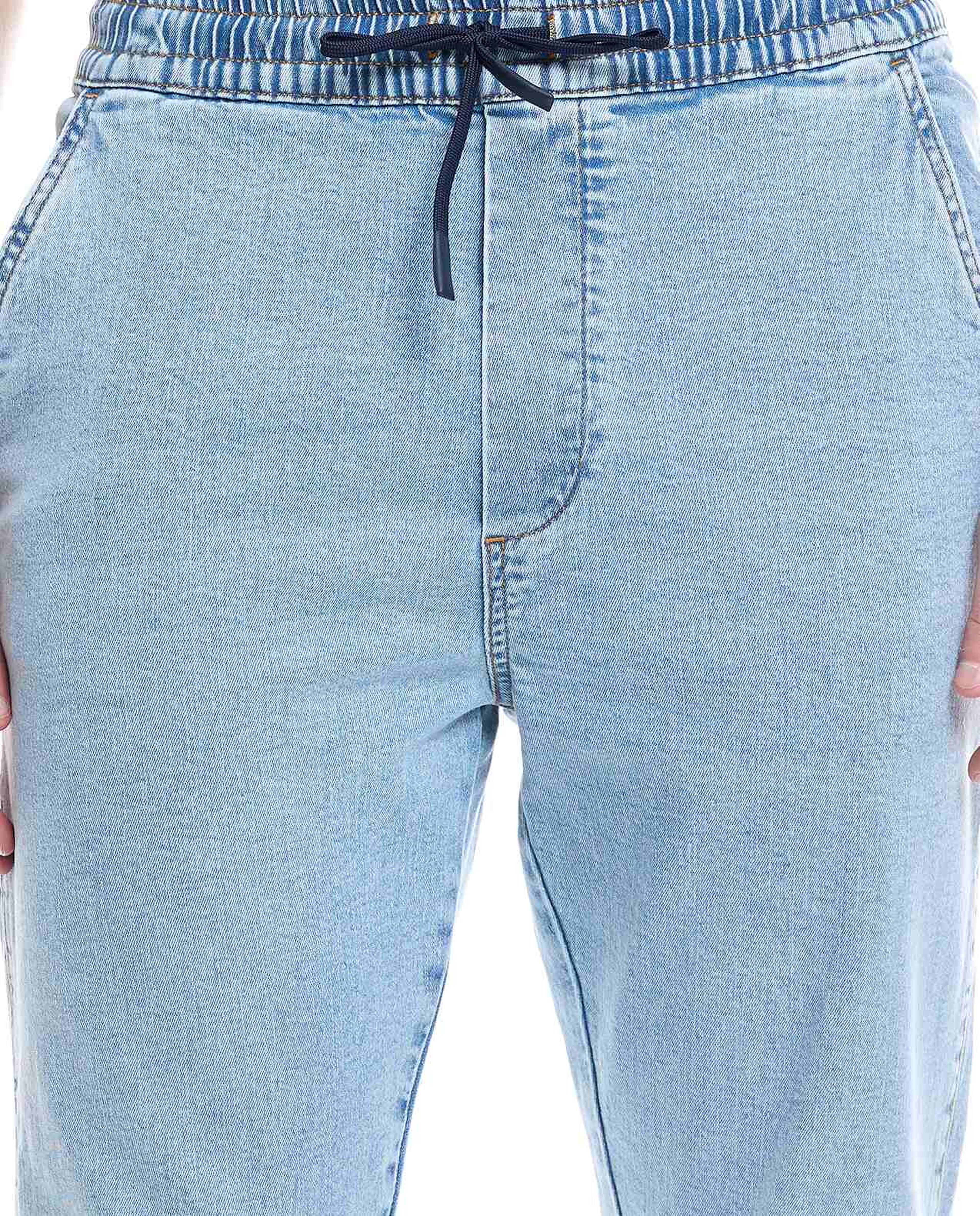 Faded Jogger Jeans with Drawstring Waist