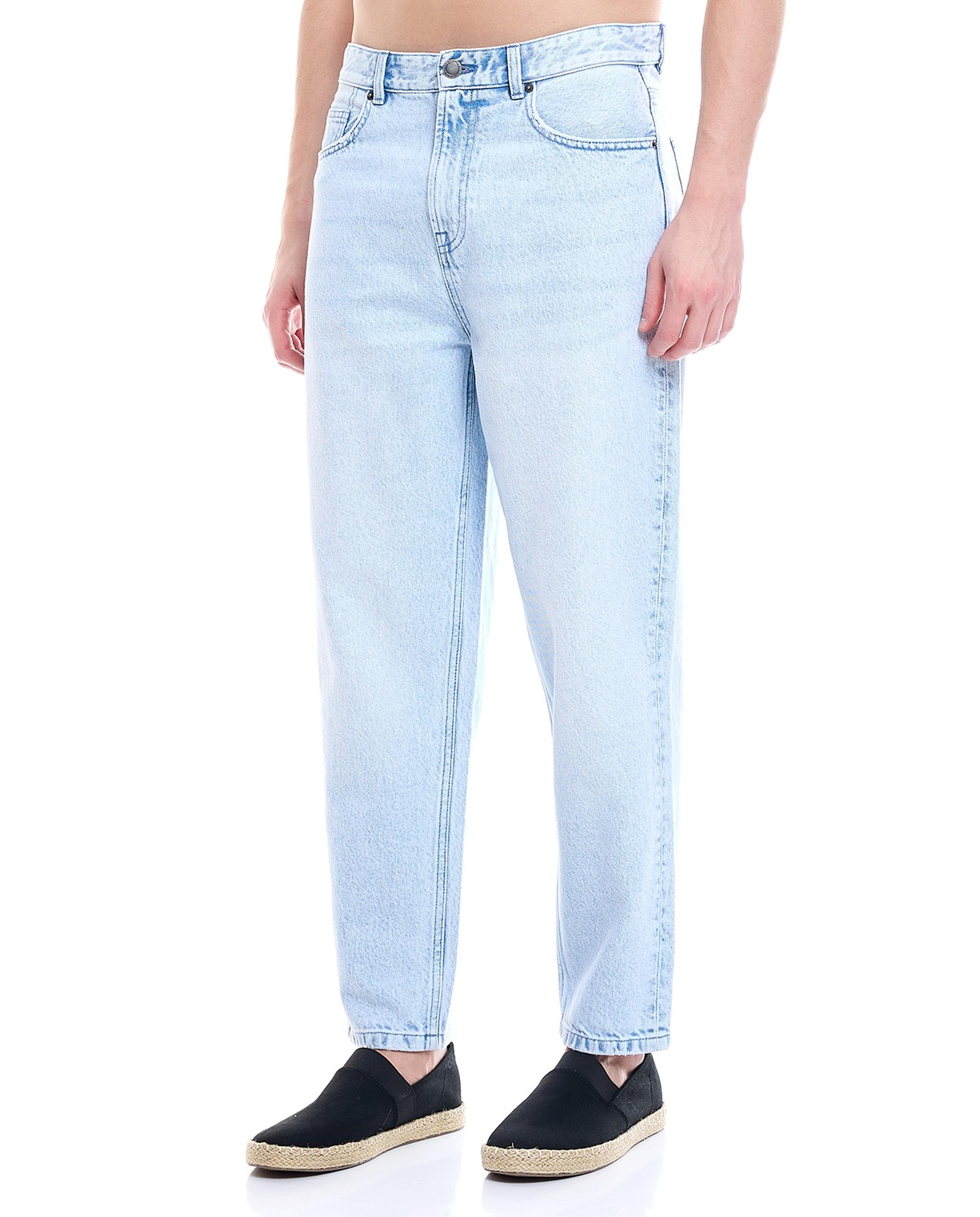 Faded Relaxed Fit Jeans with Button Closure