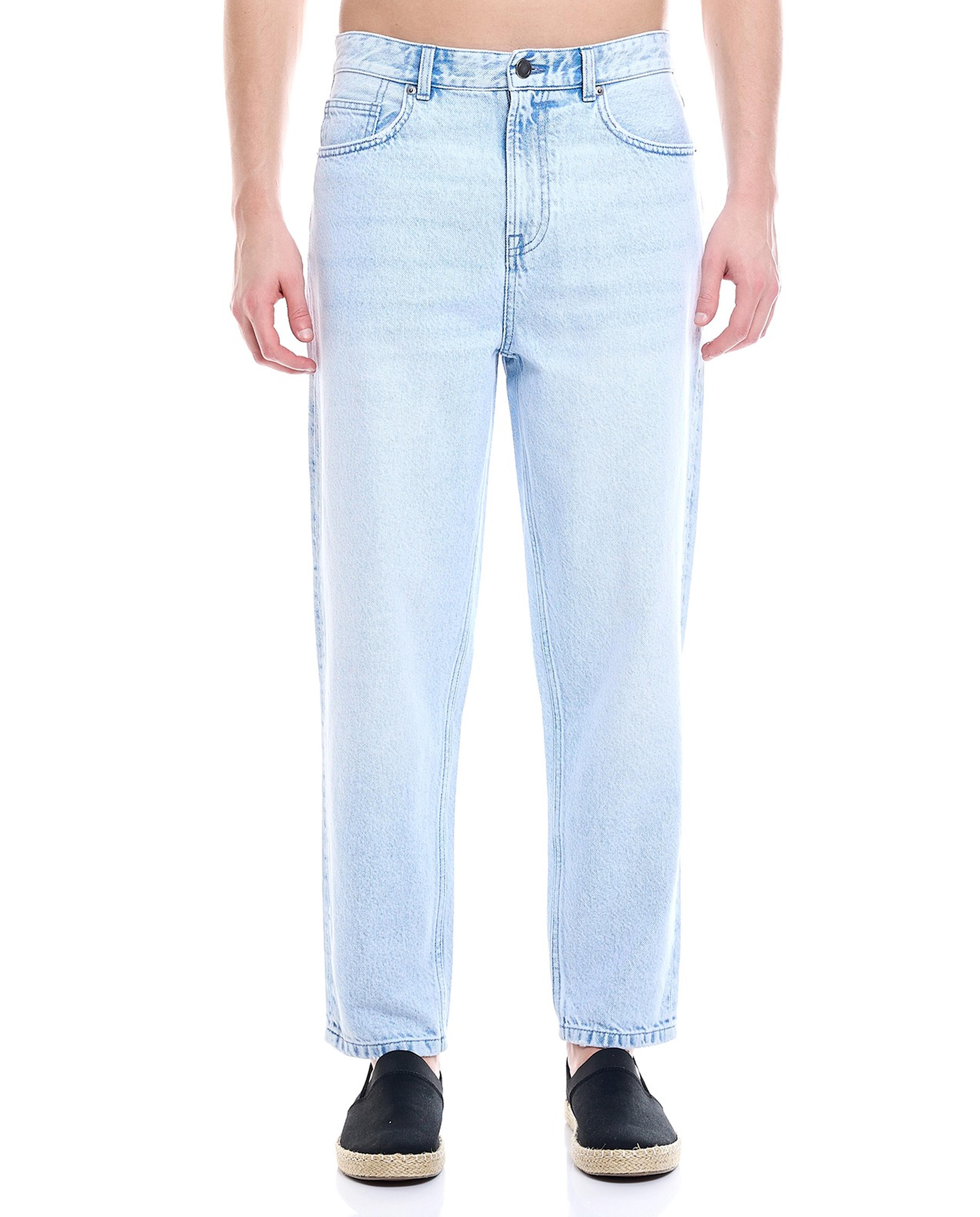 Faded Relaxed Fit Jeans with Button Closure