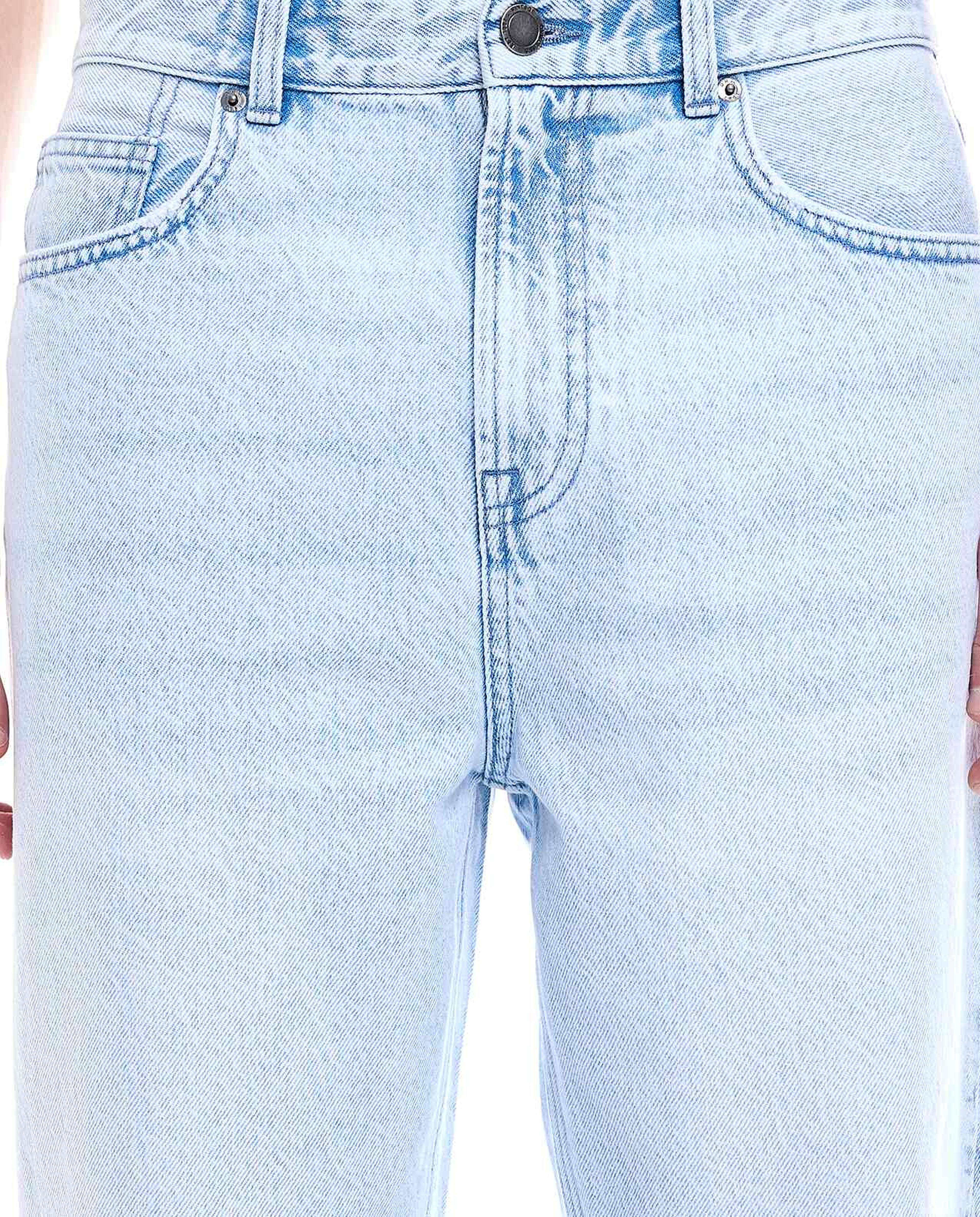 Faded Relaxed Fit Jeans with Button Closure