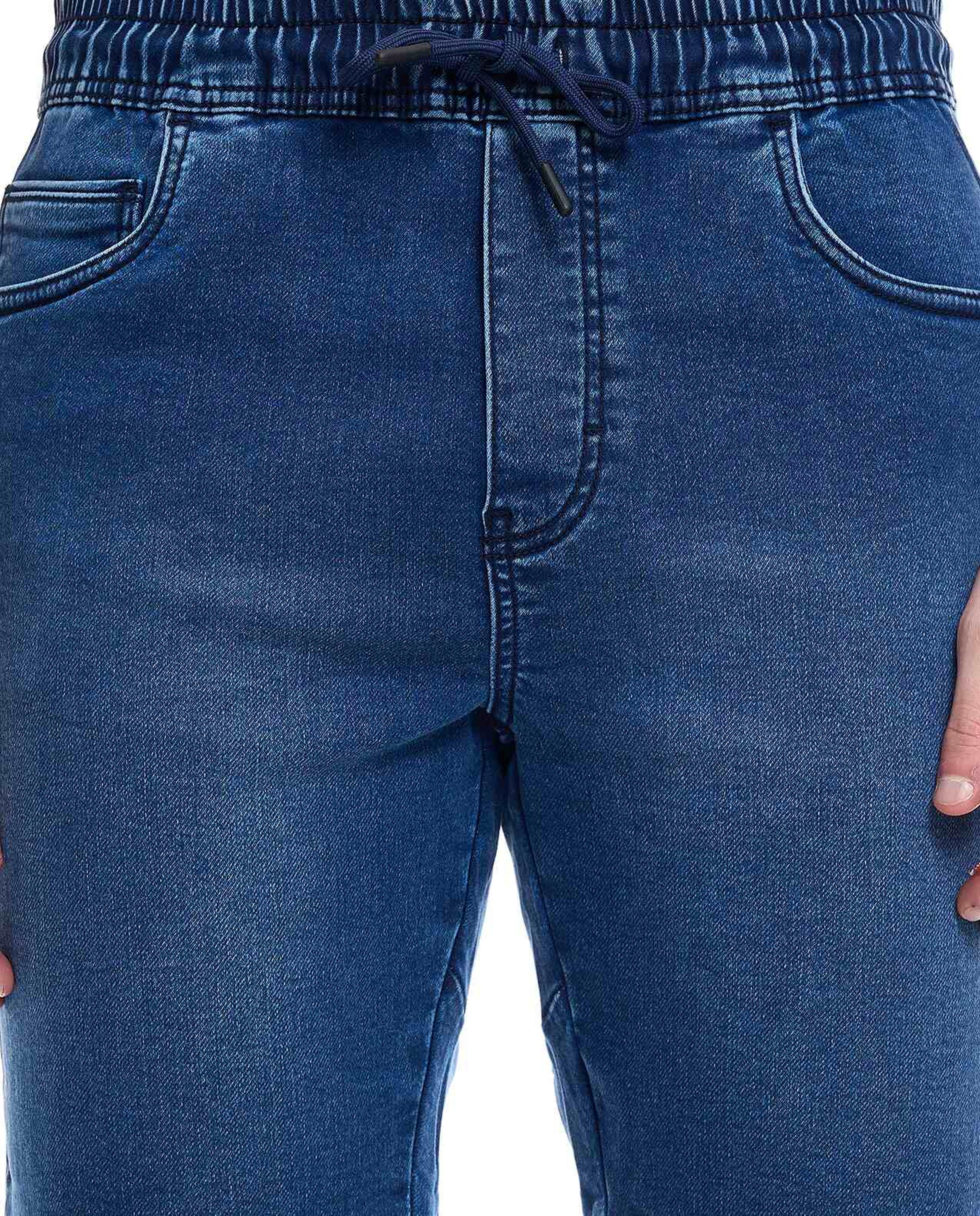 Faded Denim Shorts with Button Closure