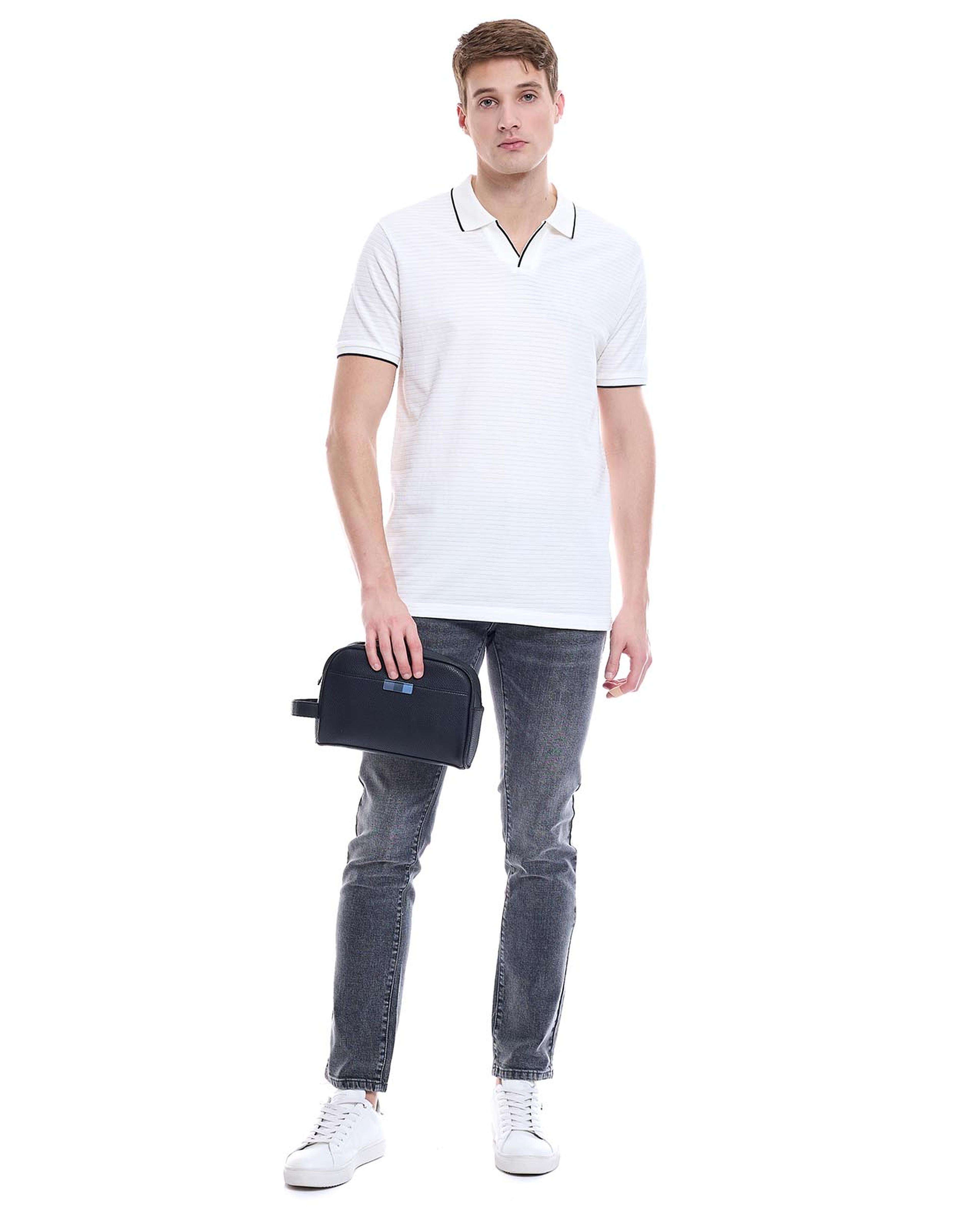 Washed Skinny Fit Jeans with Button Closure