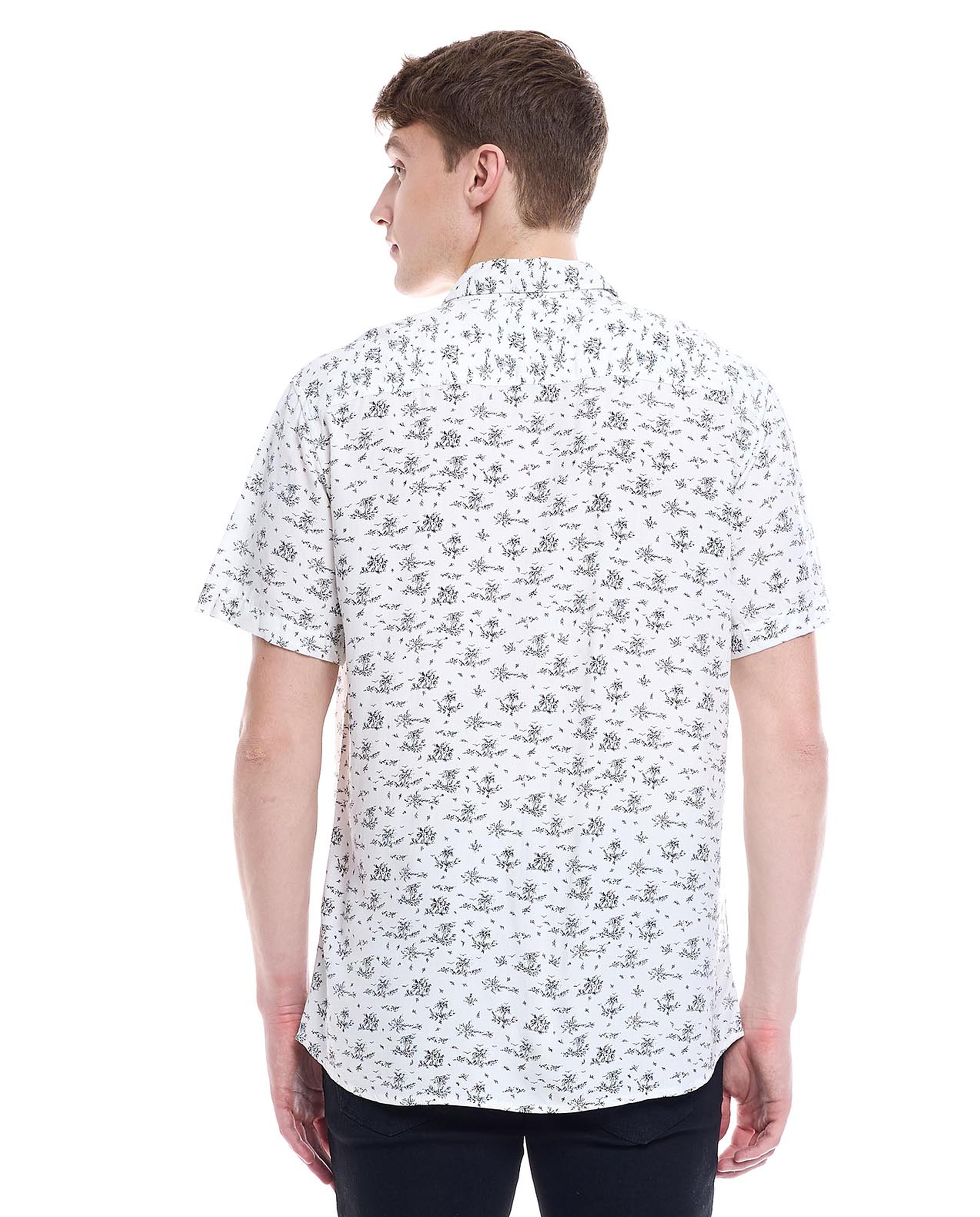 Printed Shirt with Classic Collar and Short Sleeves