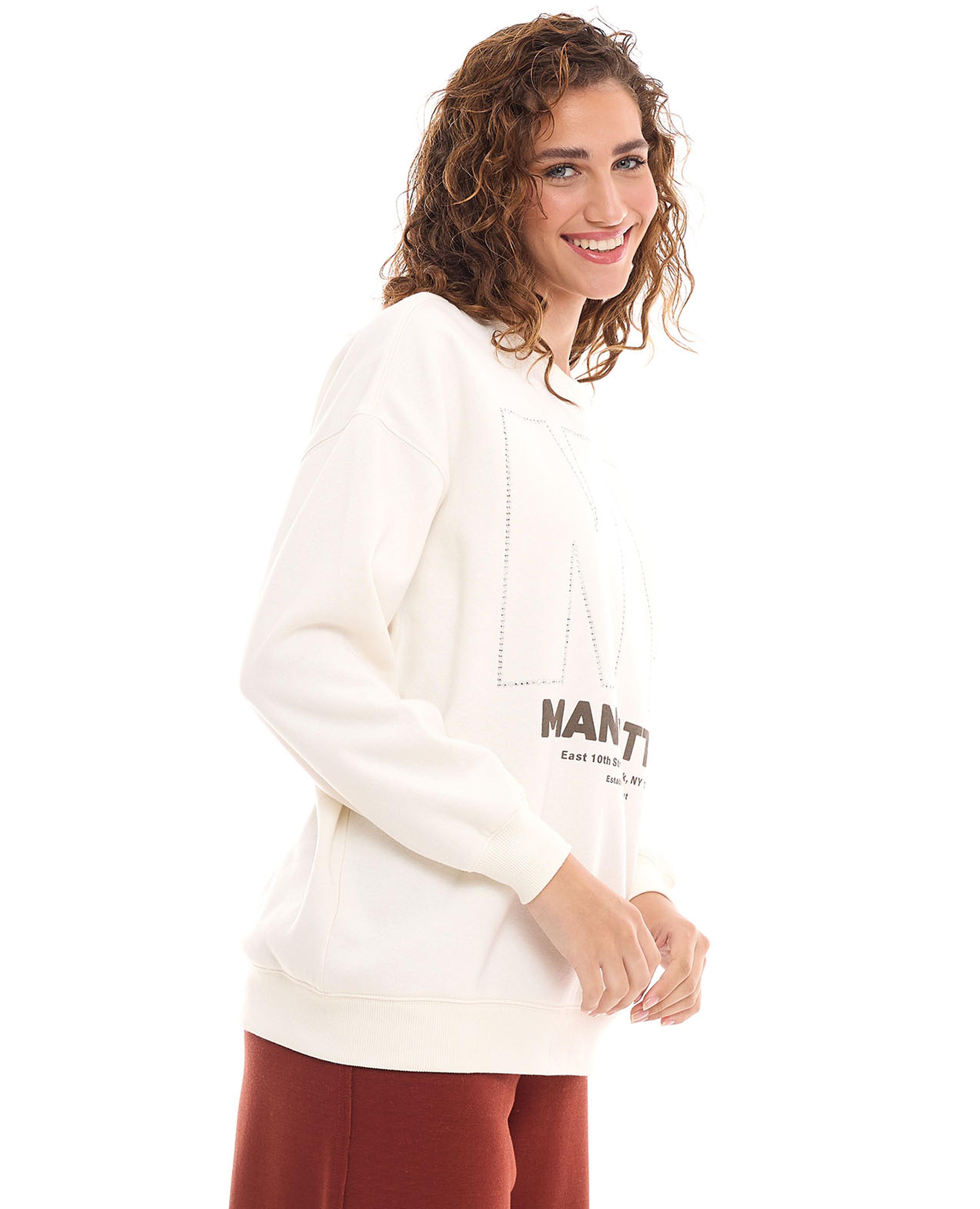 Sequined Sweatshirt with Crew Neck and Long Sleeves