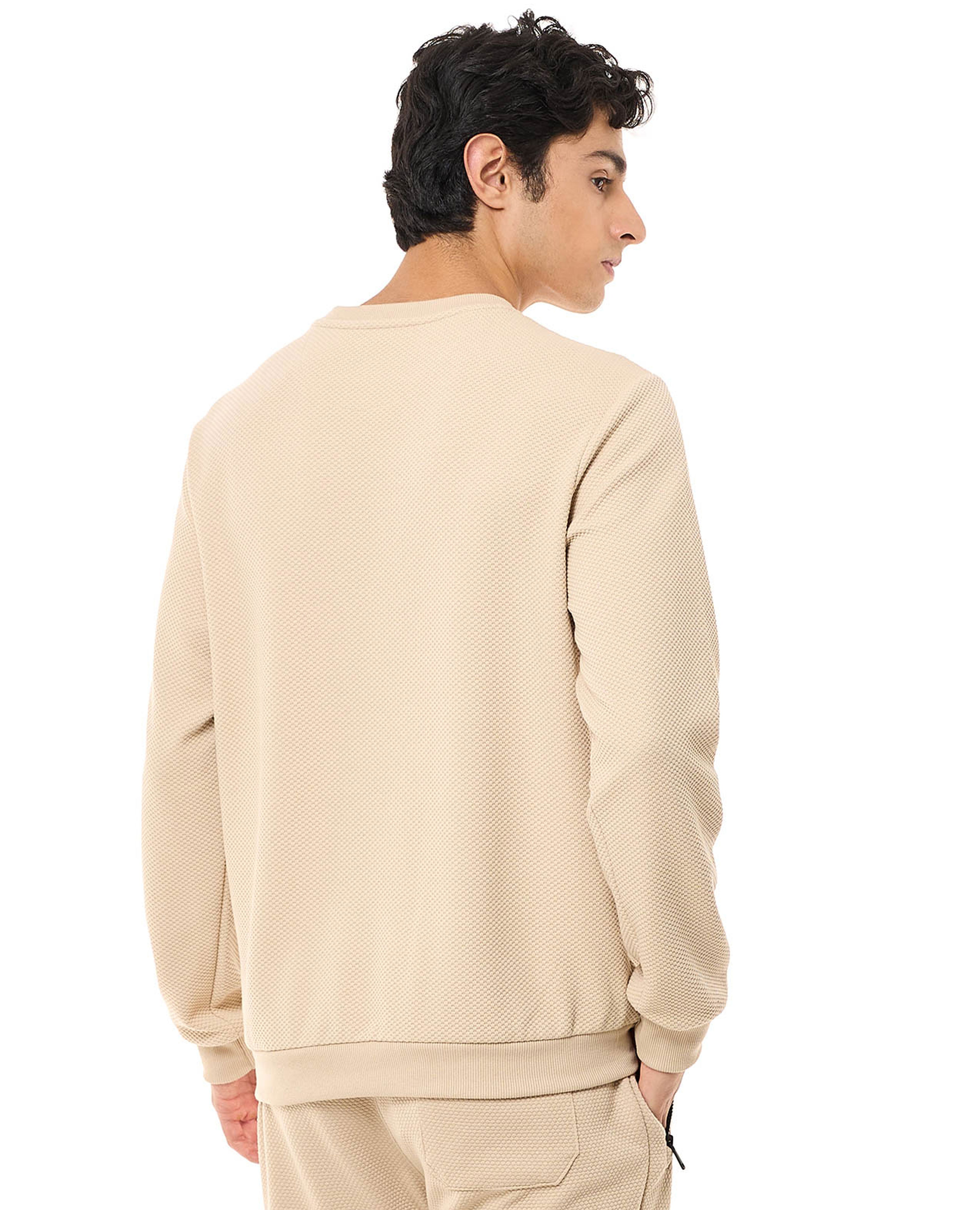 Textured Sweatshirt with Crew Neck and Long Sleeves