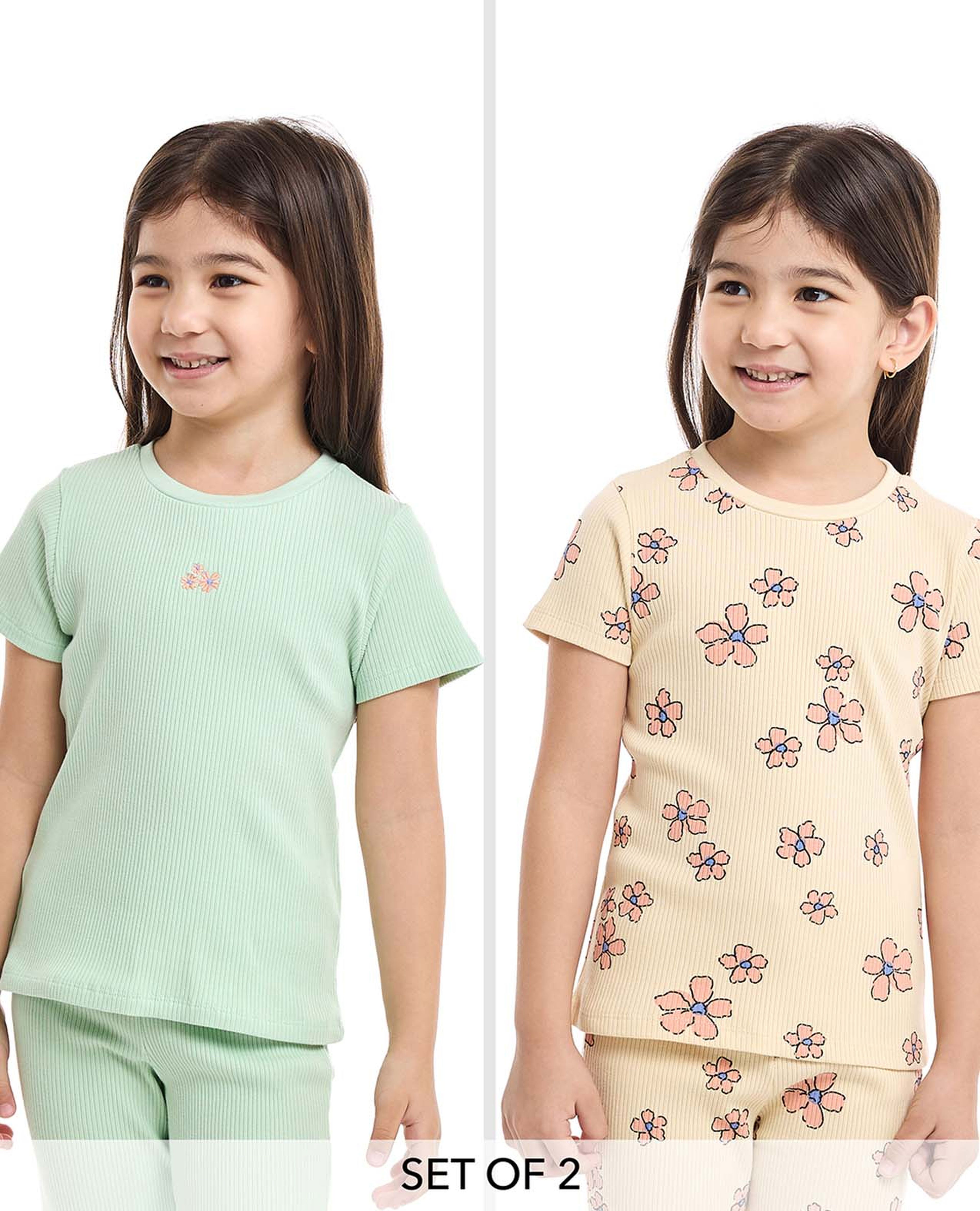 2 Pack Printed Tops with Short Sleeves