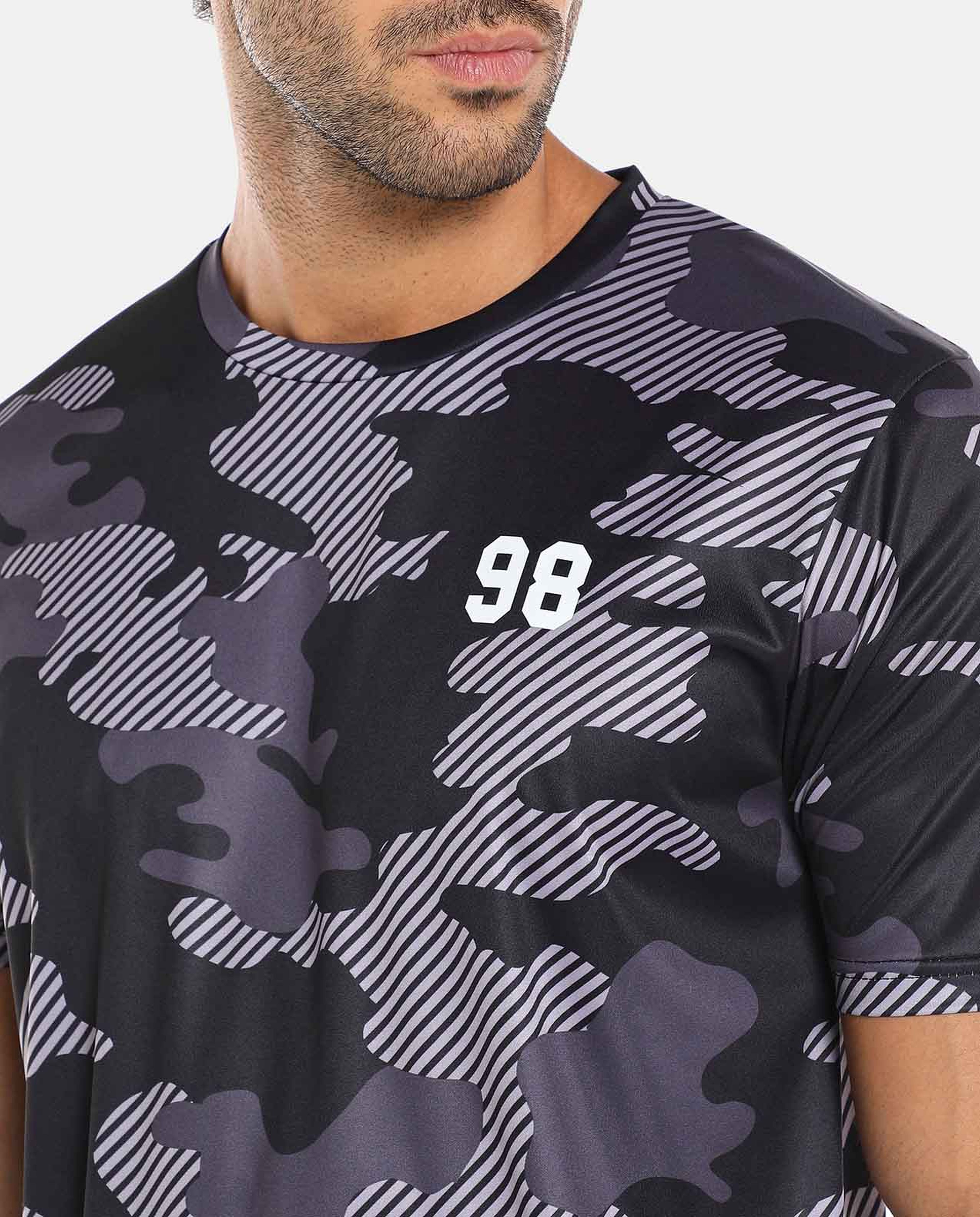 R&B Grey Camouflage Regular Fit T-Shirt