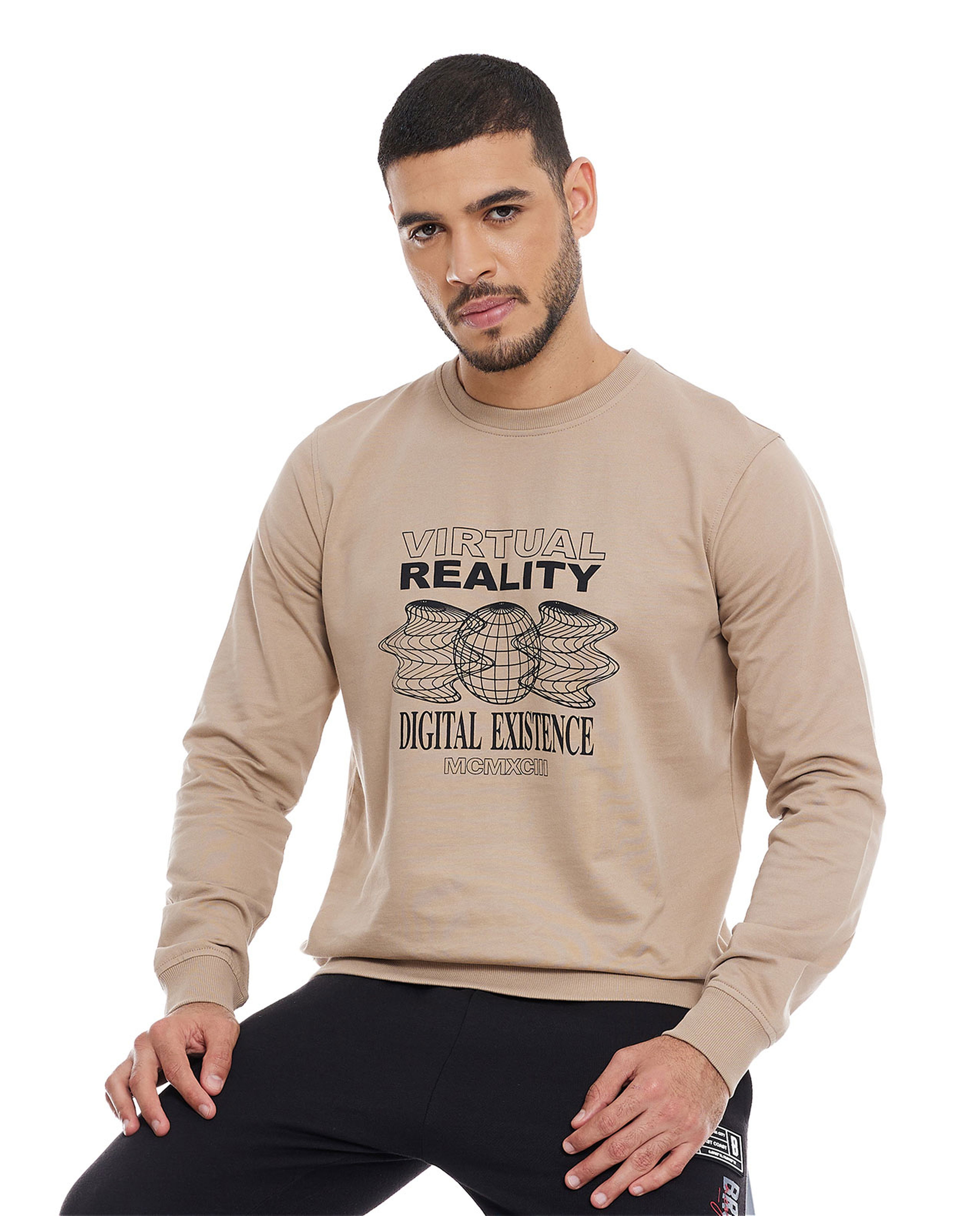Printed Sweatshirt with Crew Neck and Long Sleeves