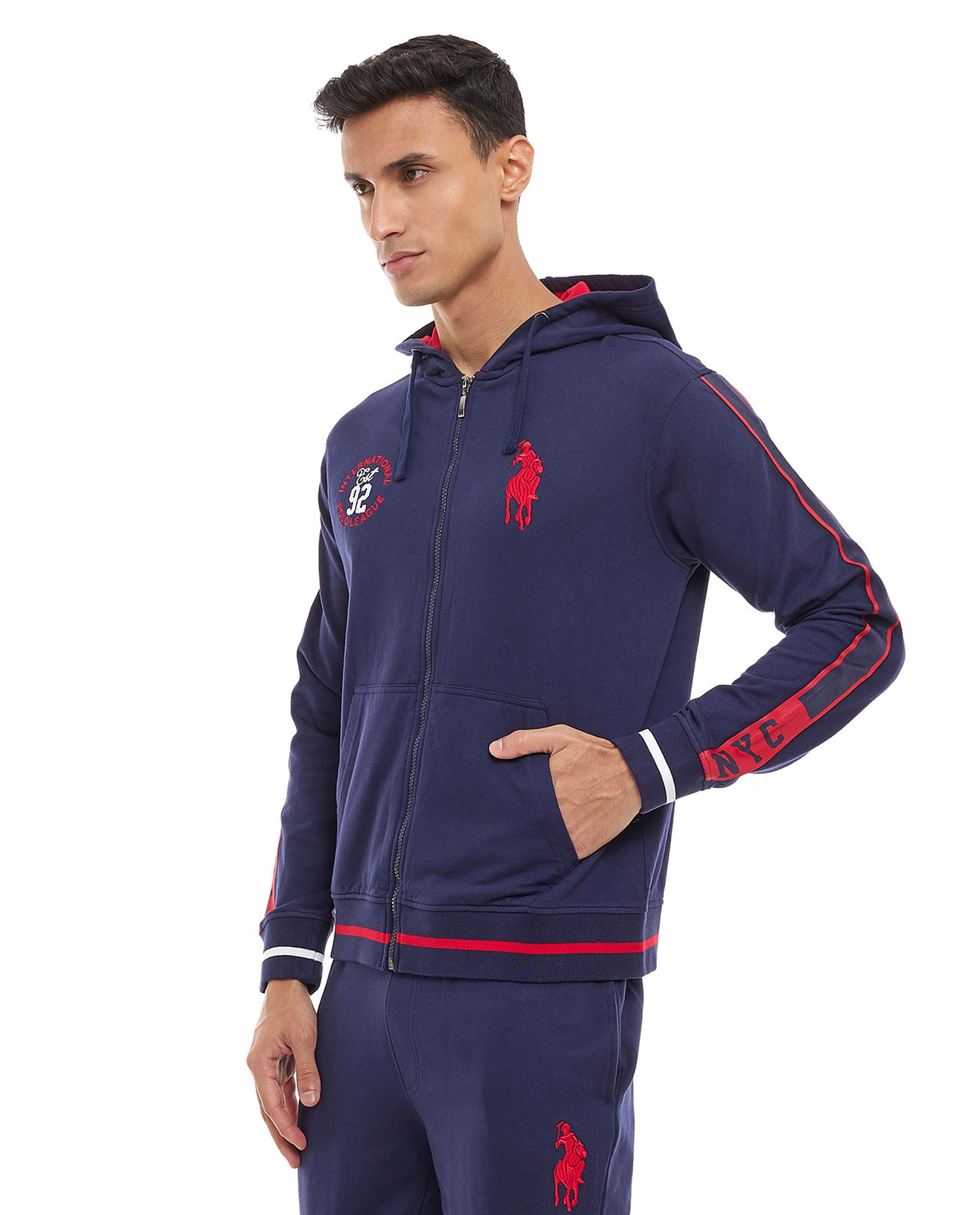 Logo Detail Hooded Jacket with Zipper Closure