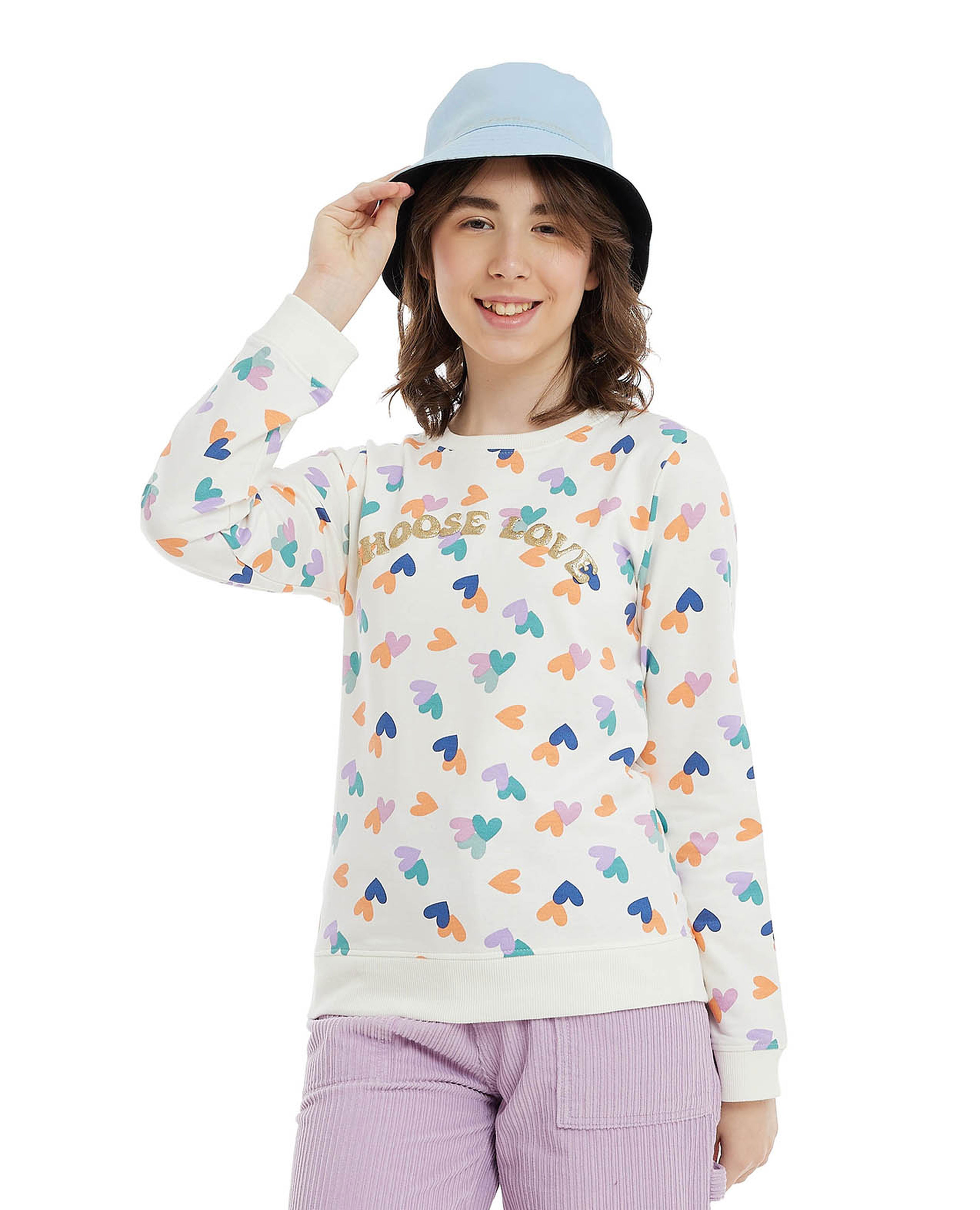 Printed Sweatshirt with Crew Neck and Long Sleeves