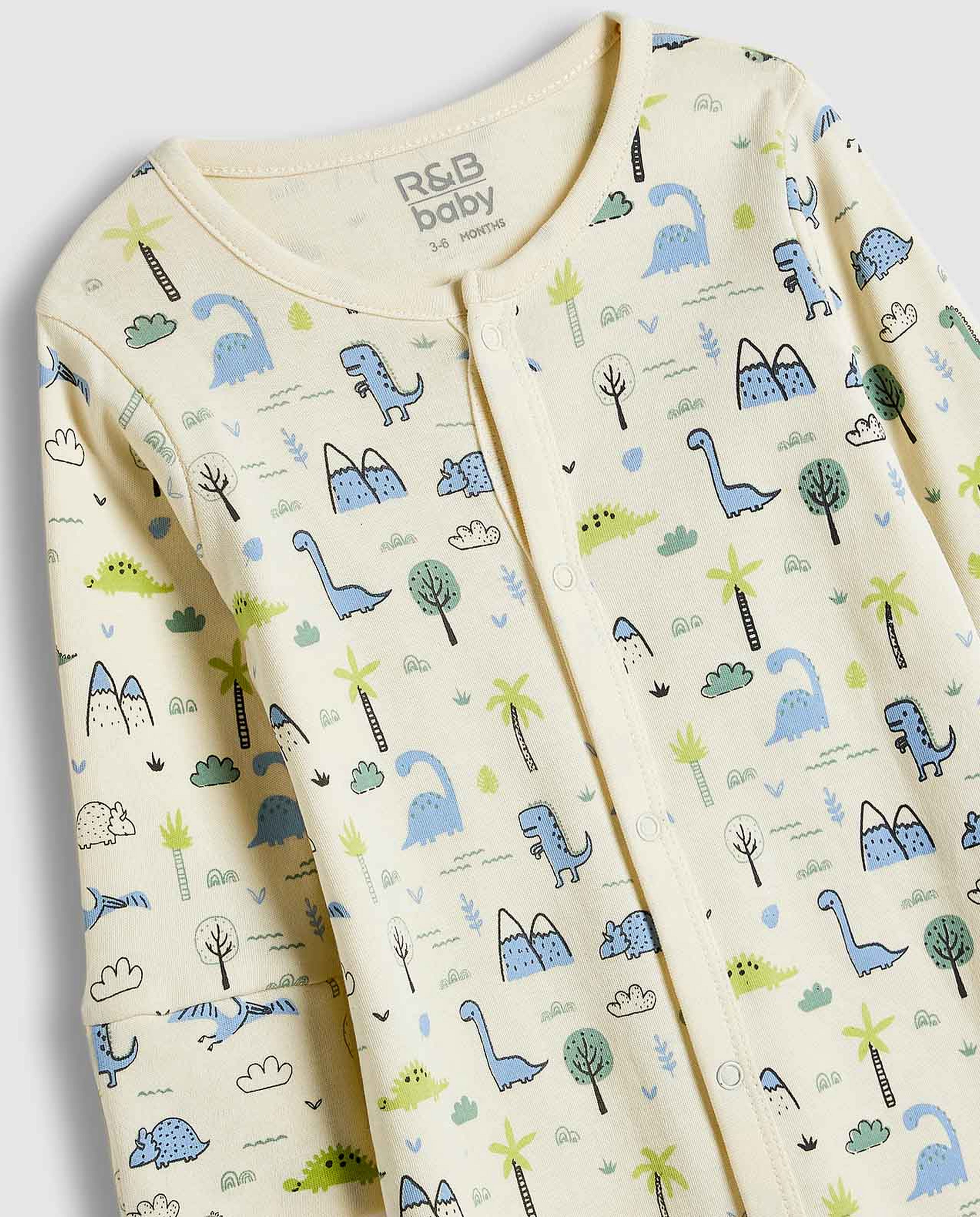 3 Pack Printed Sleepsuits with Long Sleeves