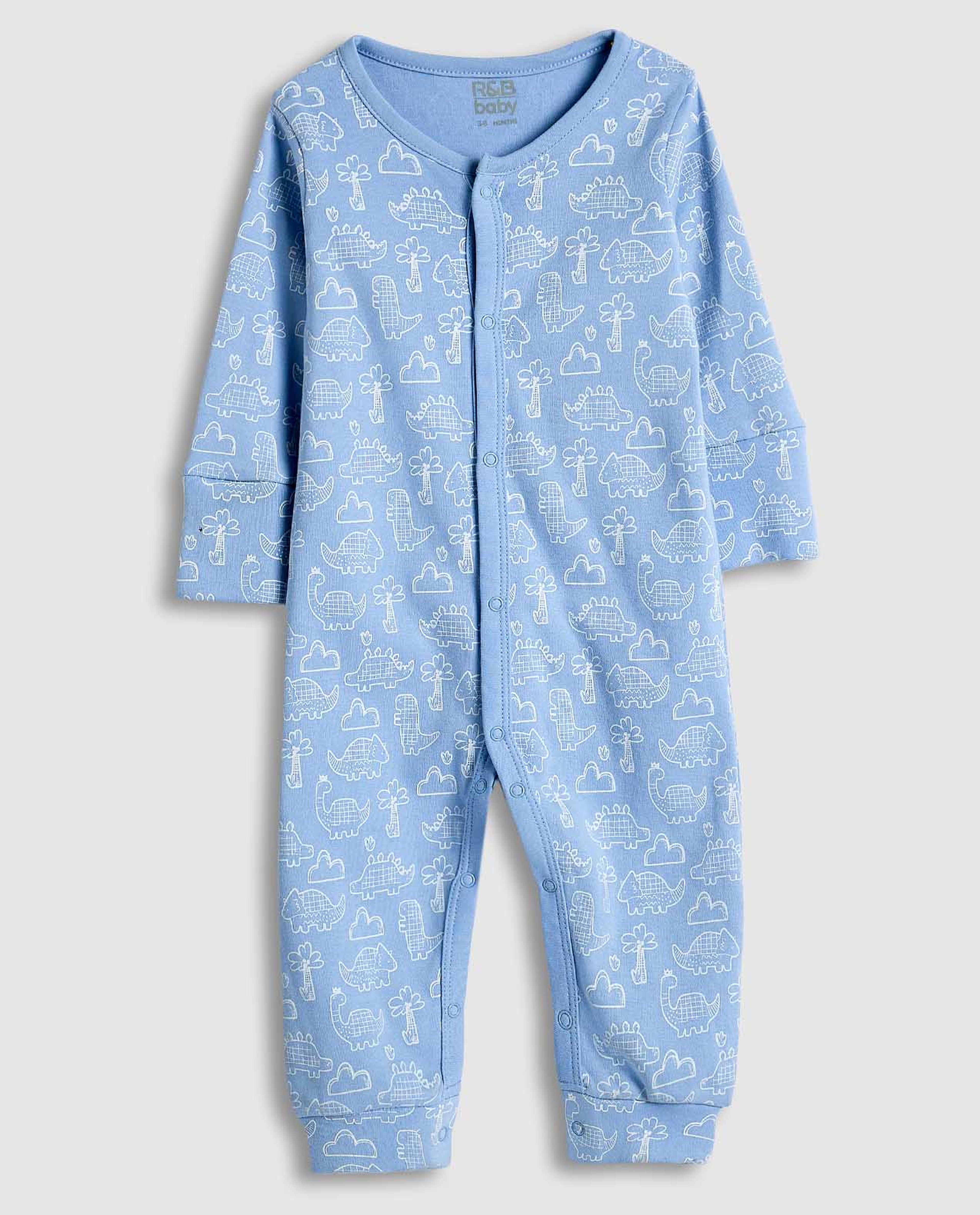 3 Pack Printed Sleepsuits with Long Sleeves