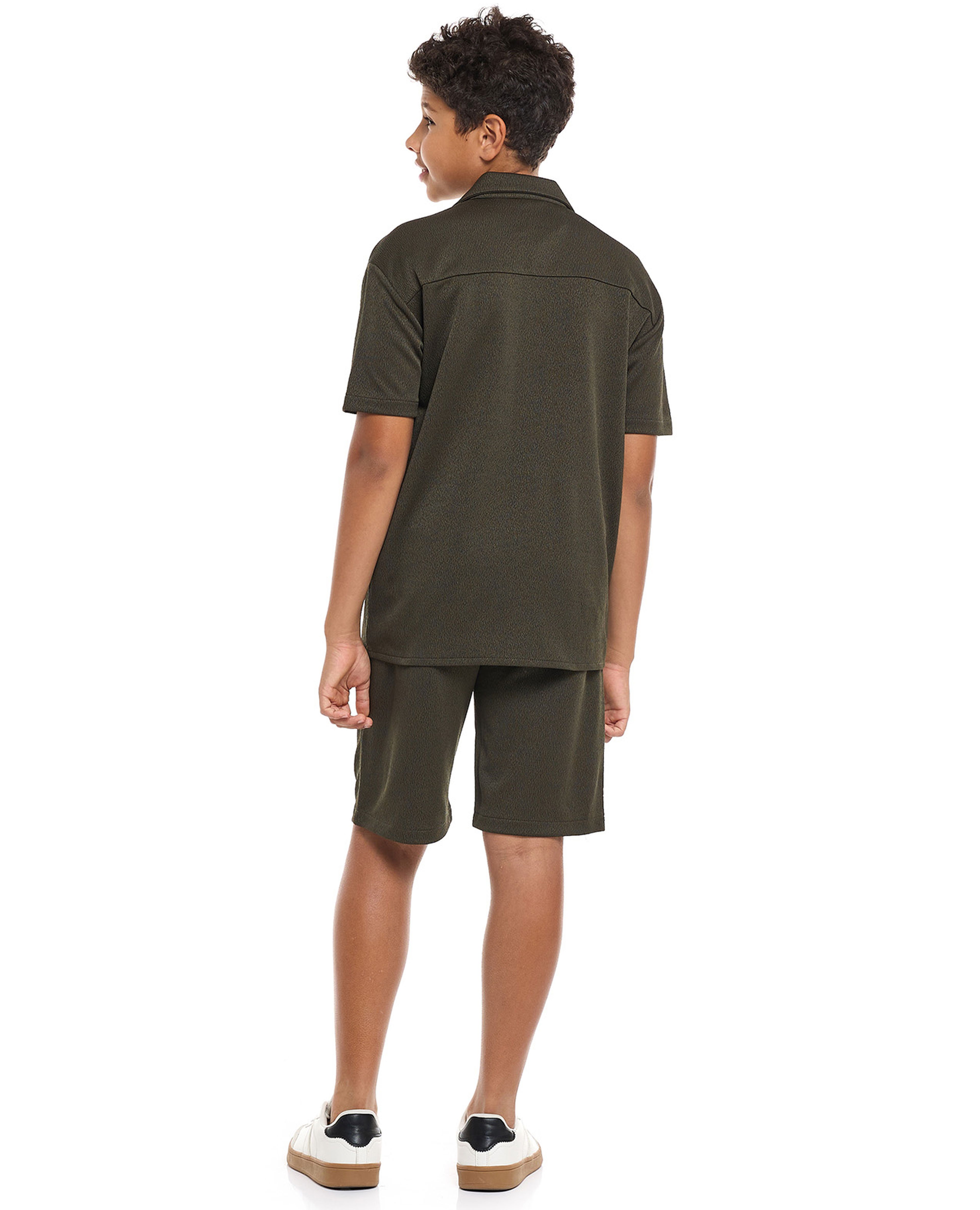 Textured Shirt and Shorts Set