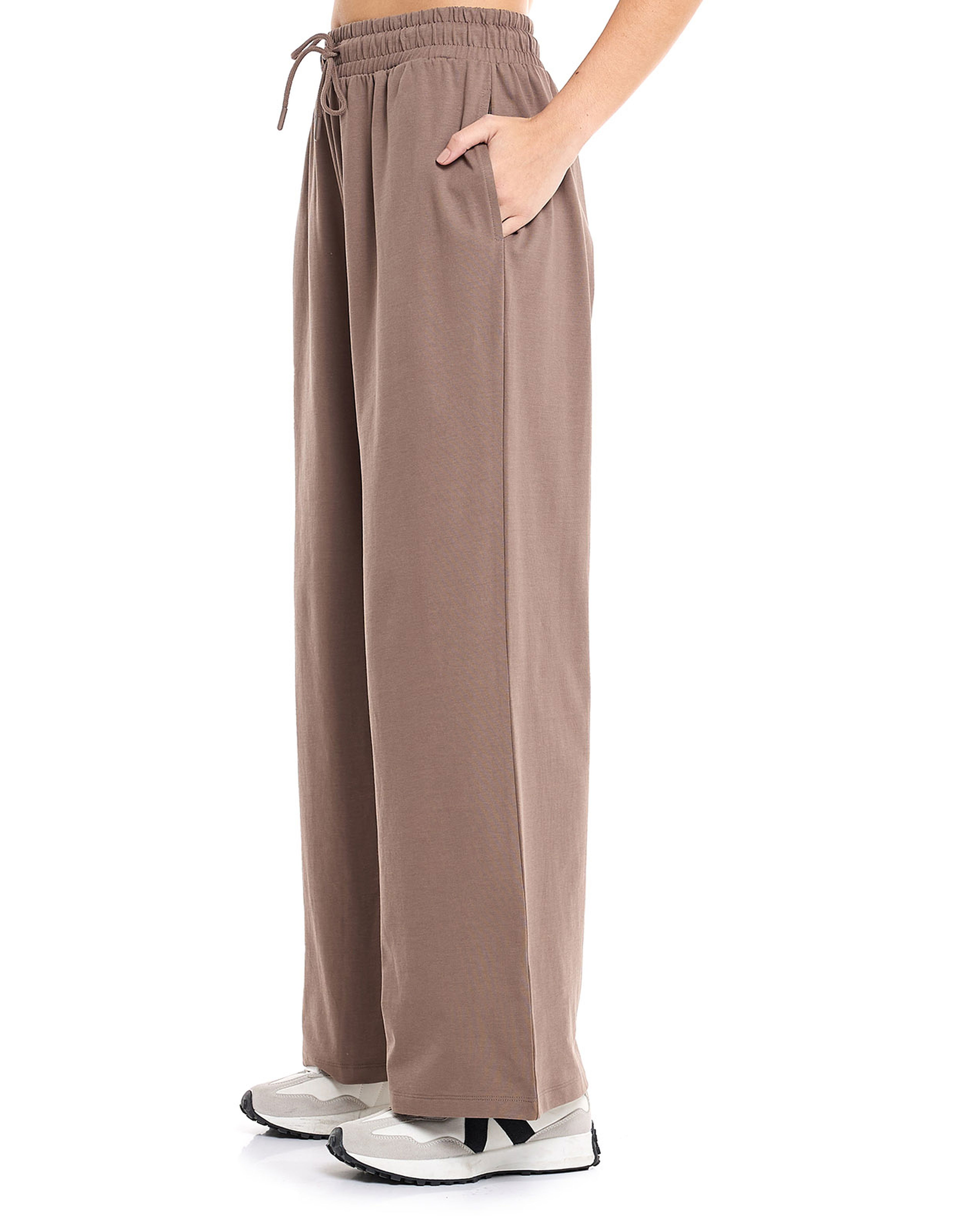 Solid Wide Leg Pants with Drawstring Waist