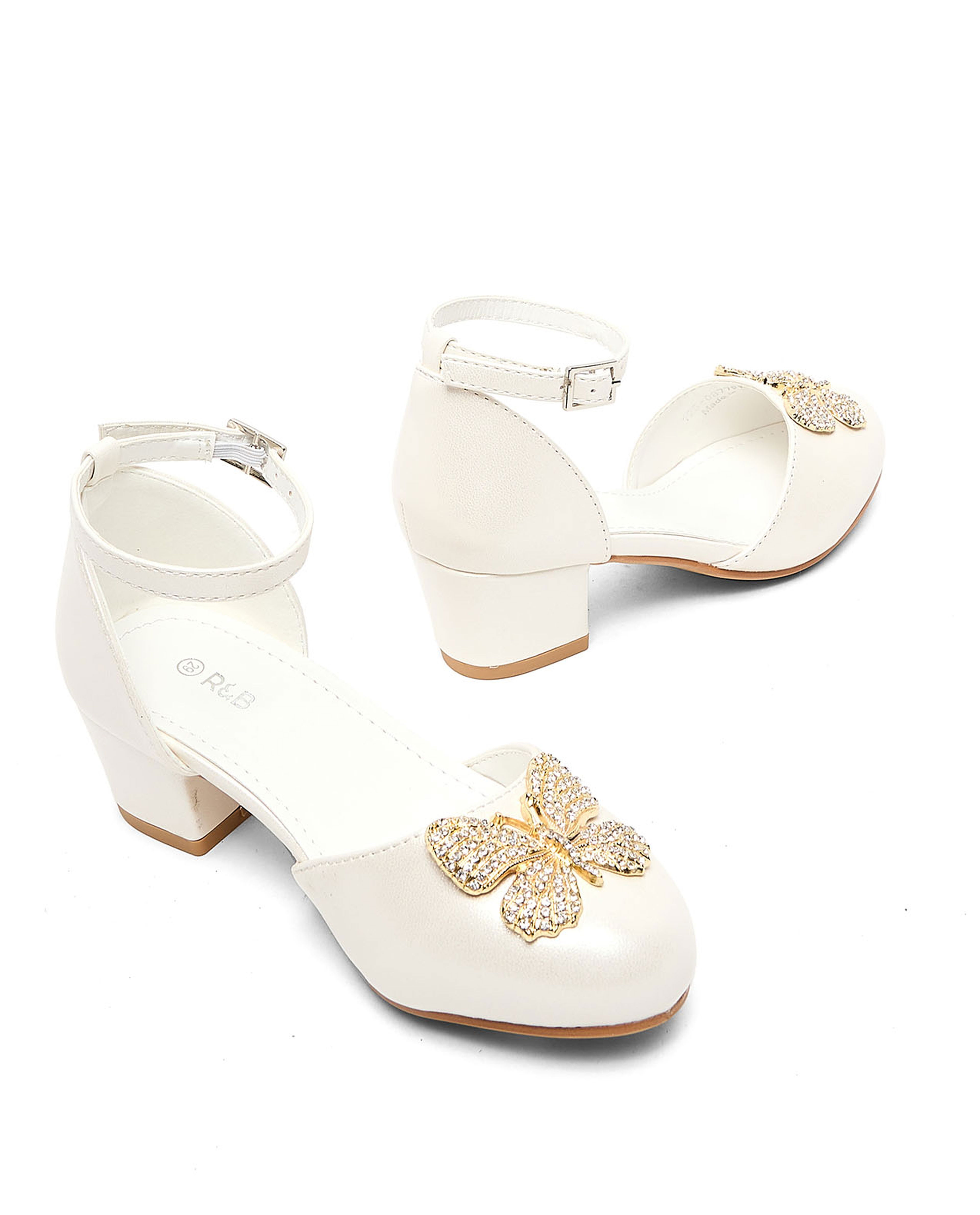 Appliqued Low Heel D'Orsay Sandals