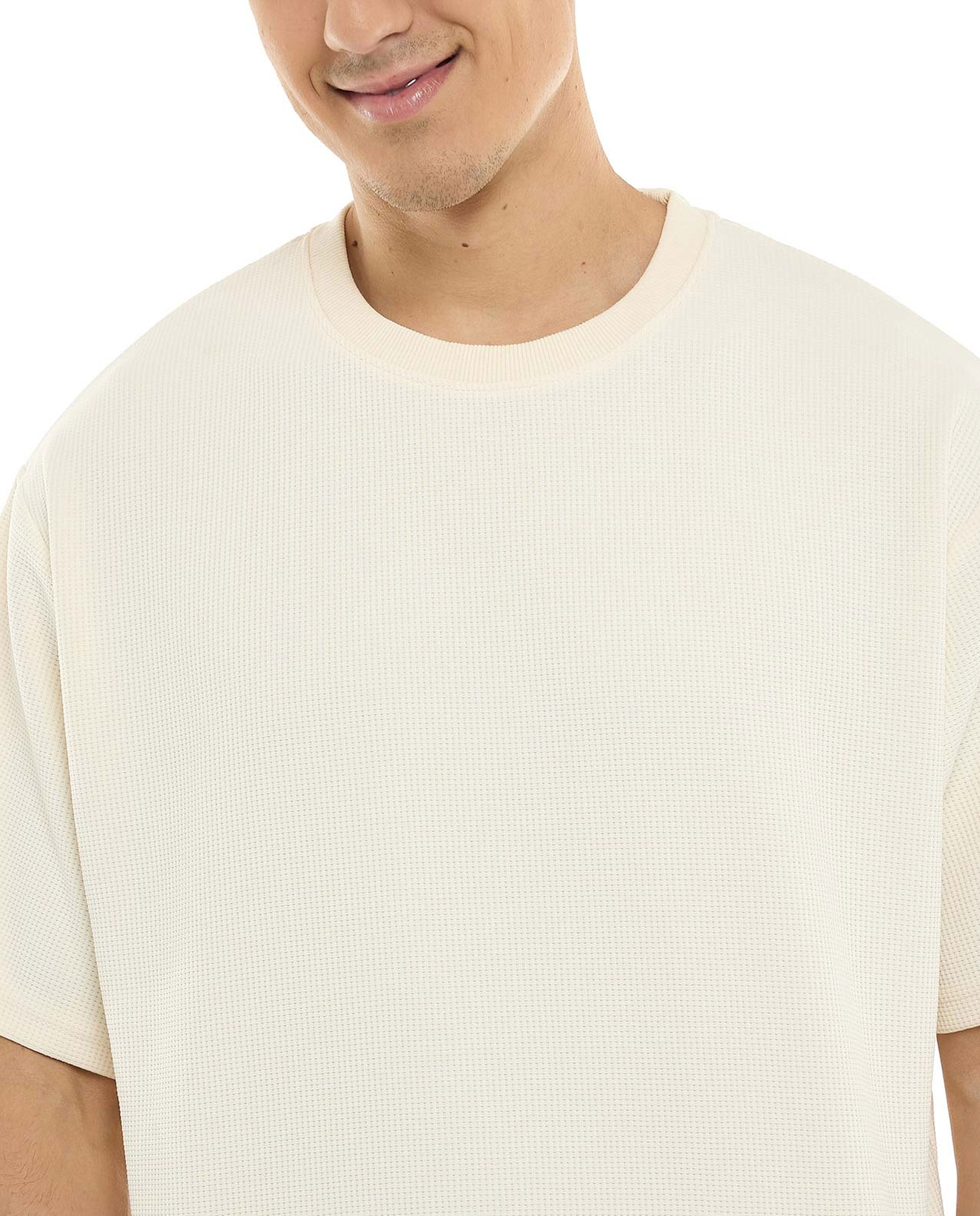 Solid Oversized T-Shirt with Crew Neck and Short Sleeves