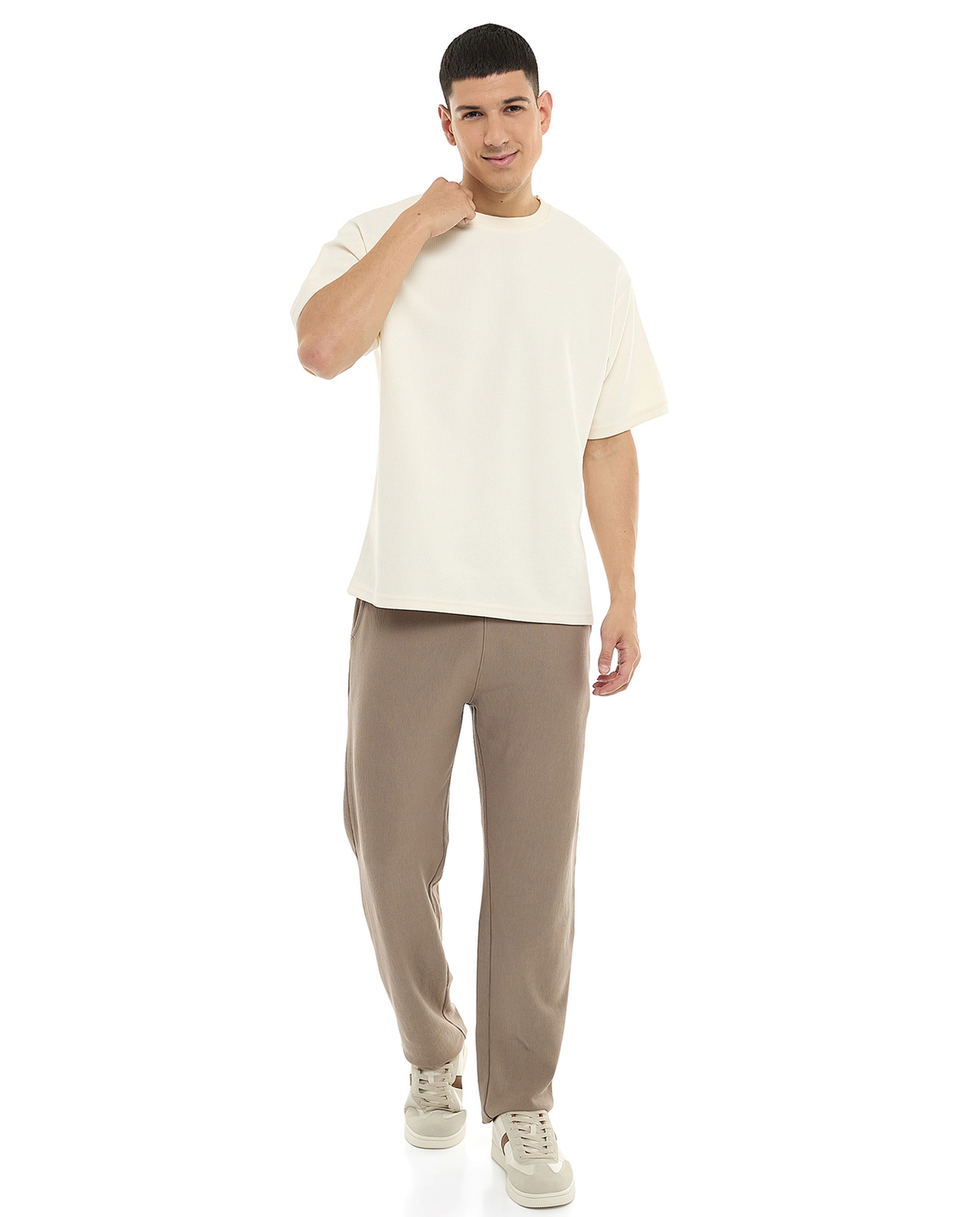 Solid Oversized T-Shirt with Crew Neck and Short Sleeves