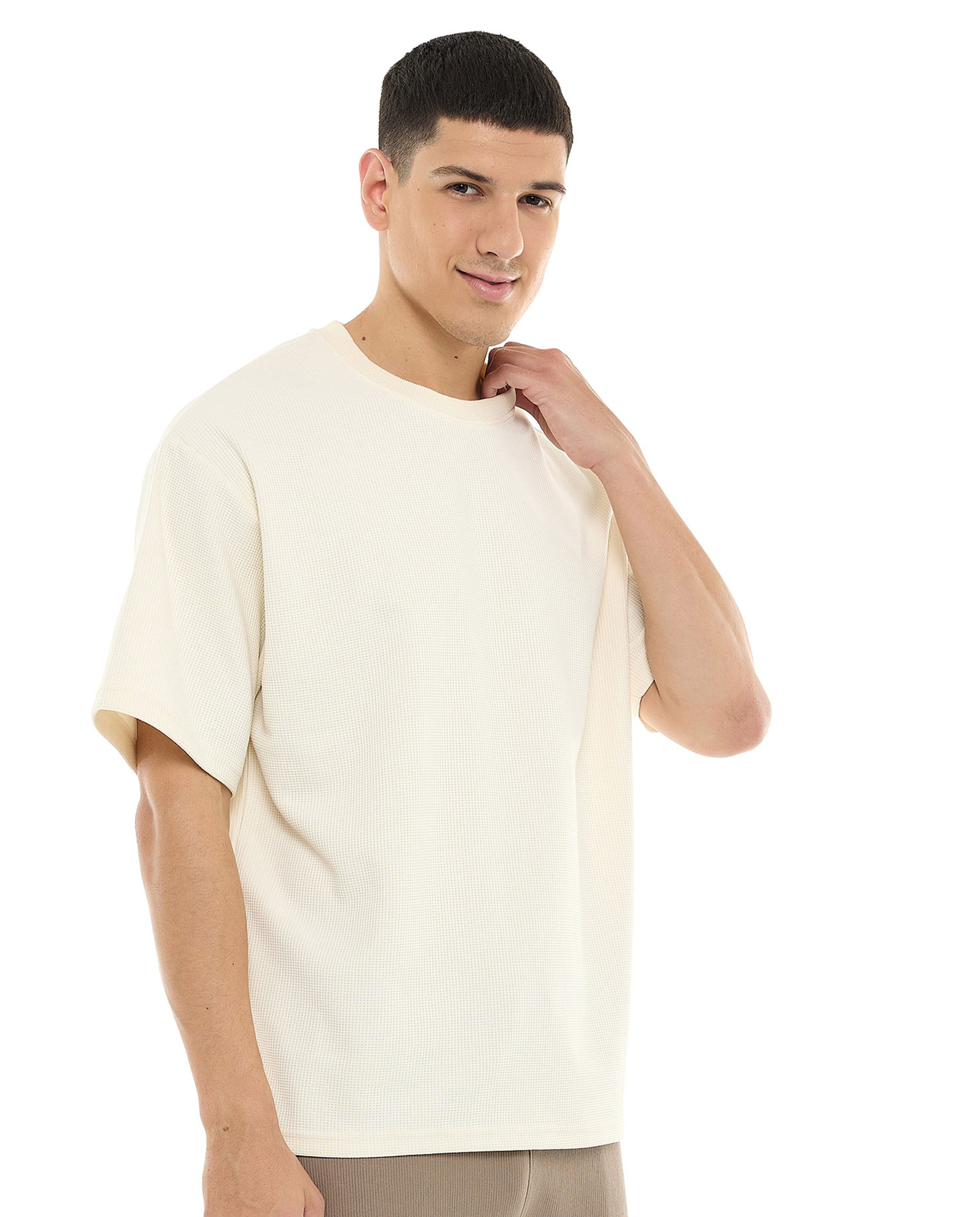 Solid Oversized T-Shirt with Crew Neck and Short Sleeves