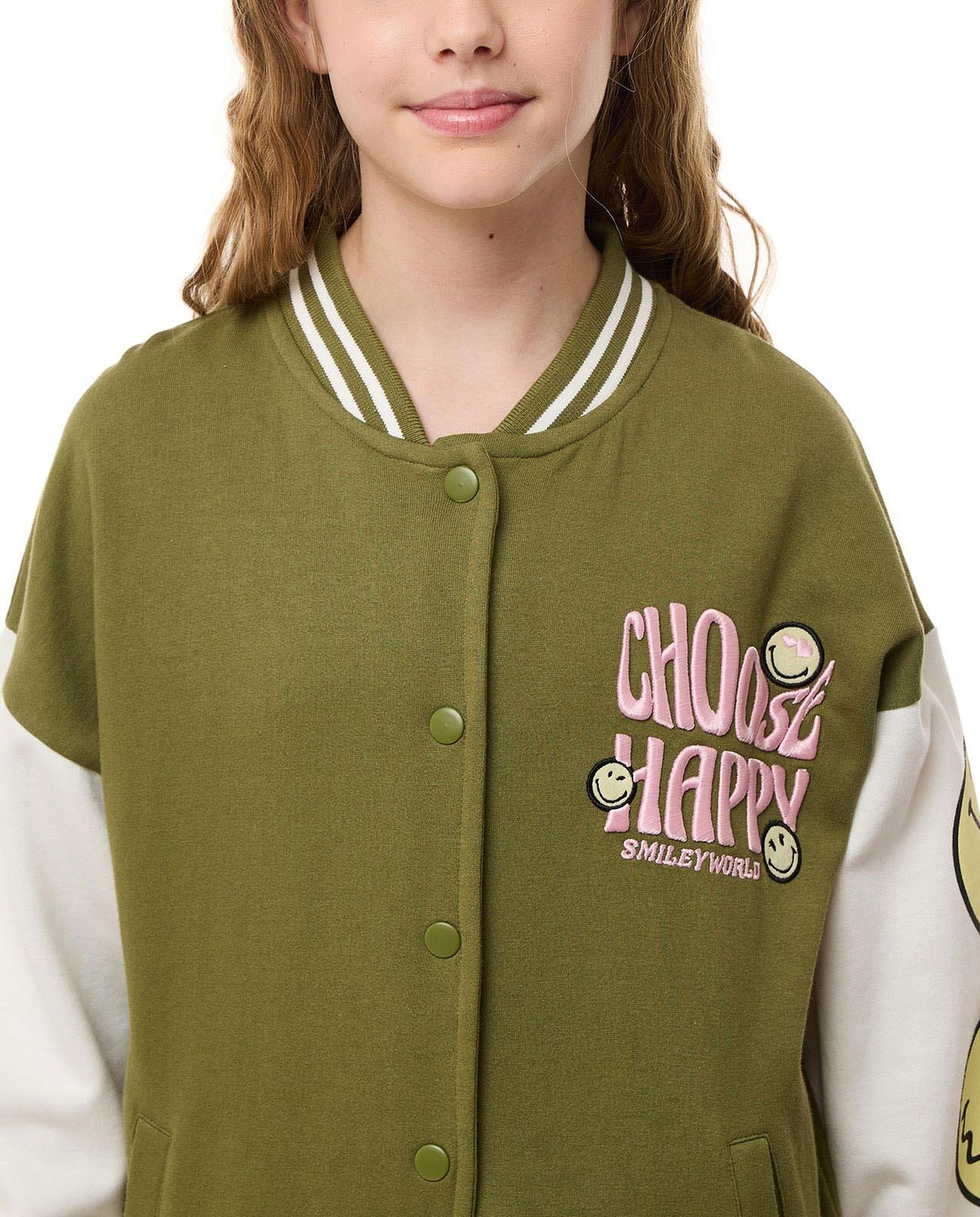 Color Block Bomber Jacket with Button Closure