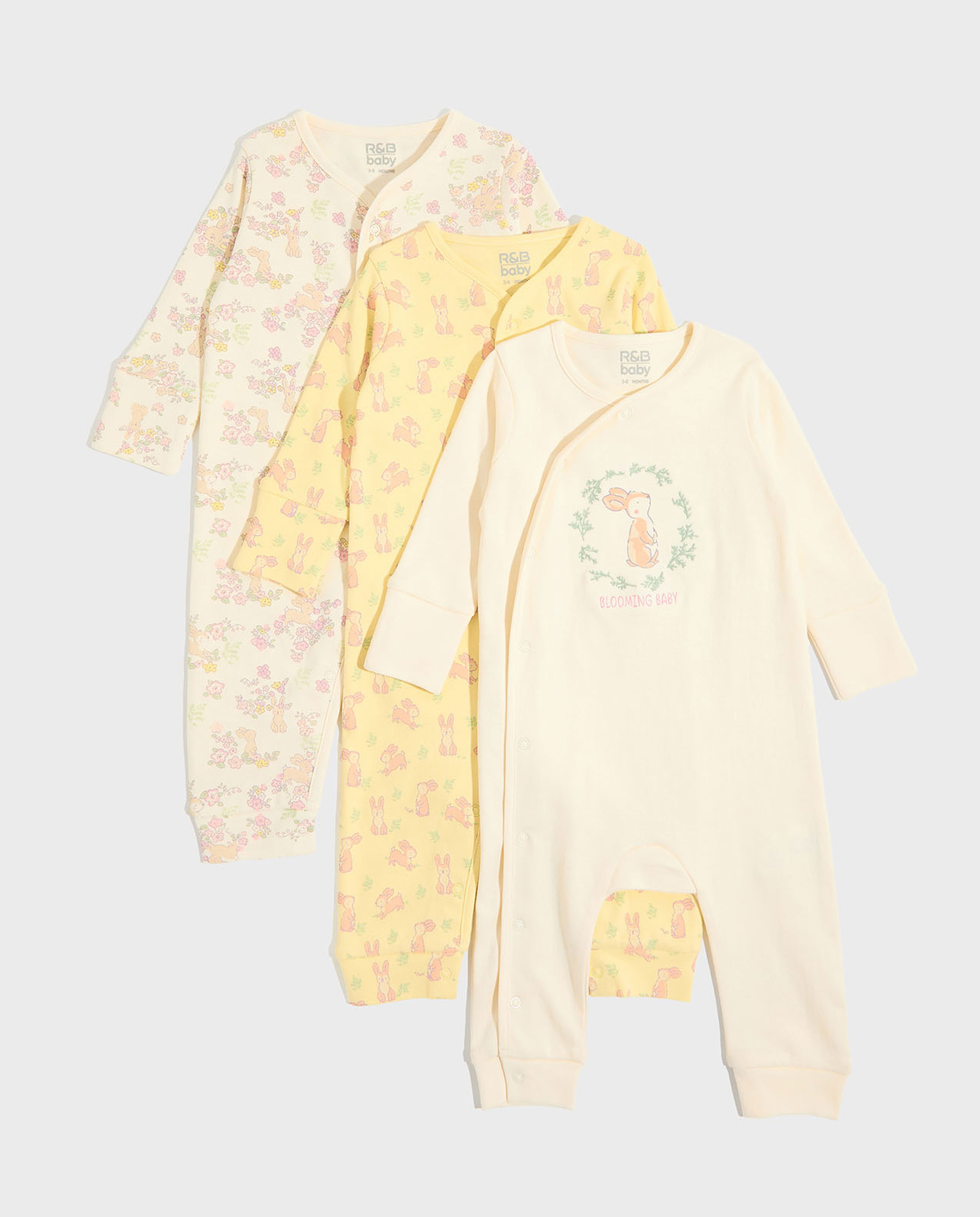 Pack of 3 Printed Sleepsuits