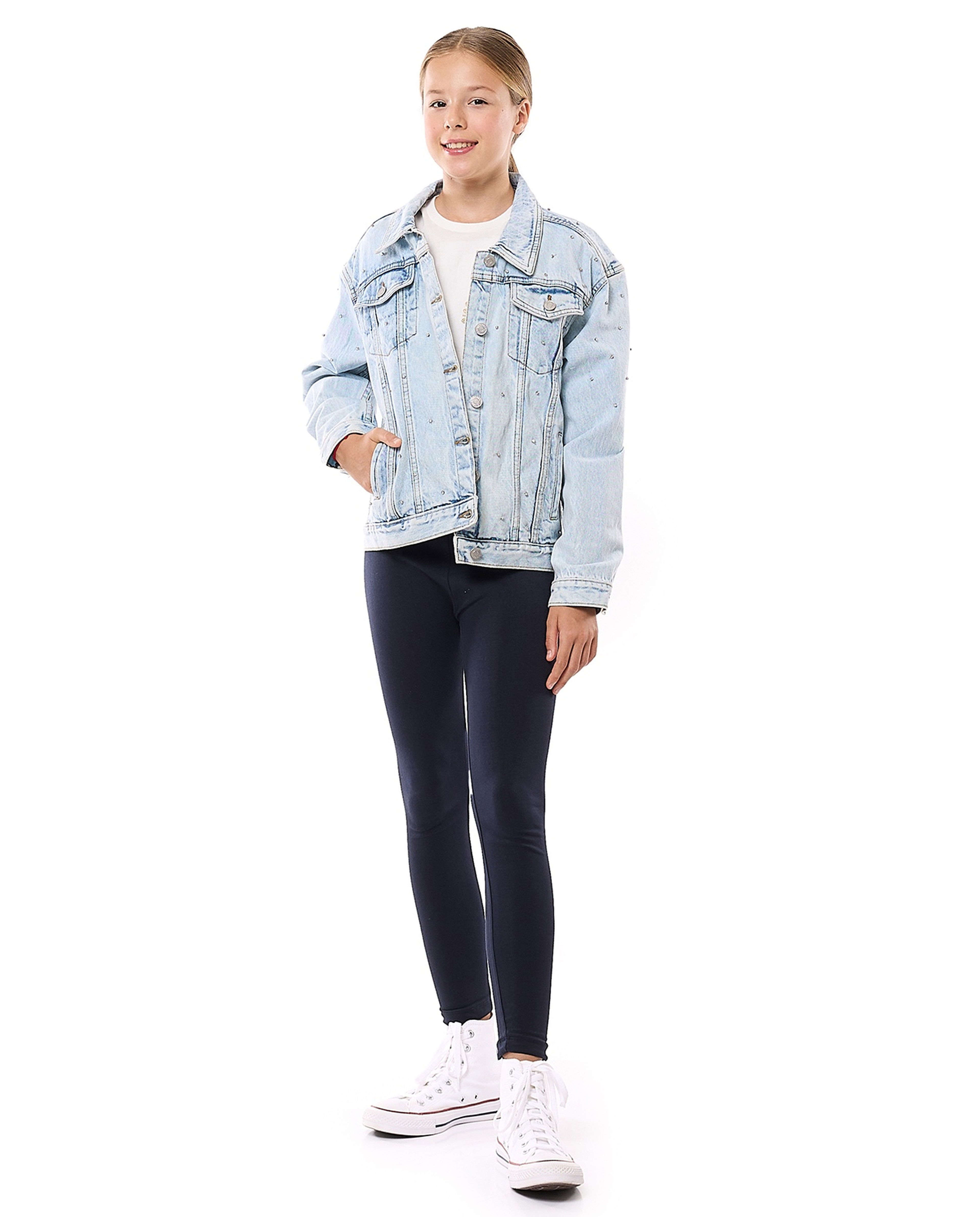 Faded Denim Jacket with Long Sleeves