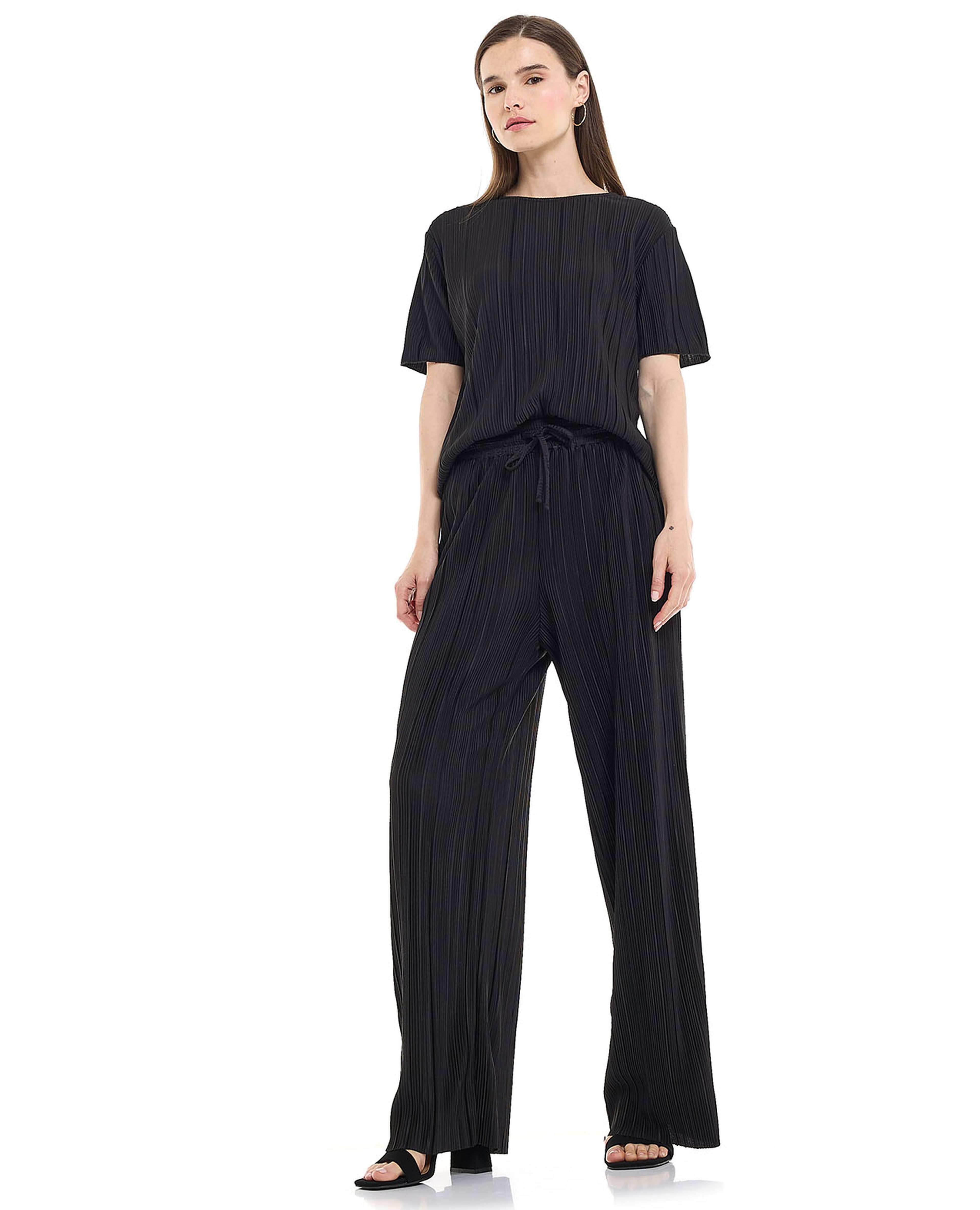 Pleated Pants with Drawstring Waist