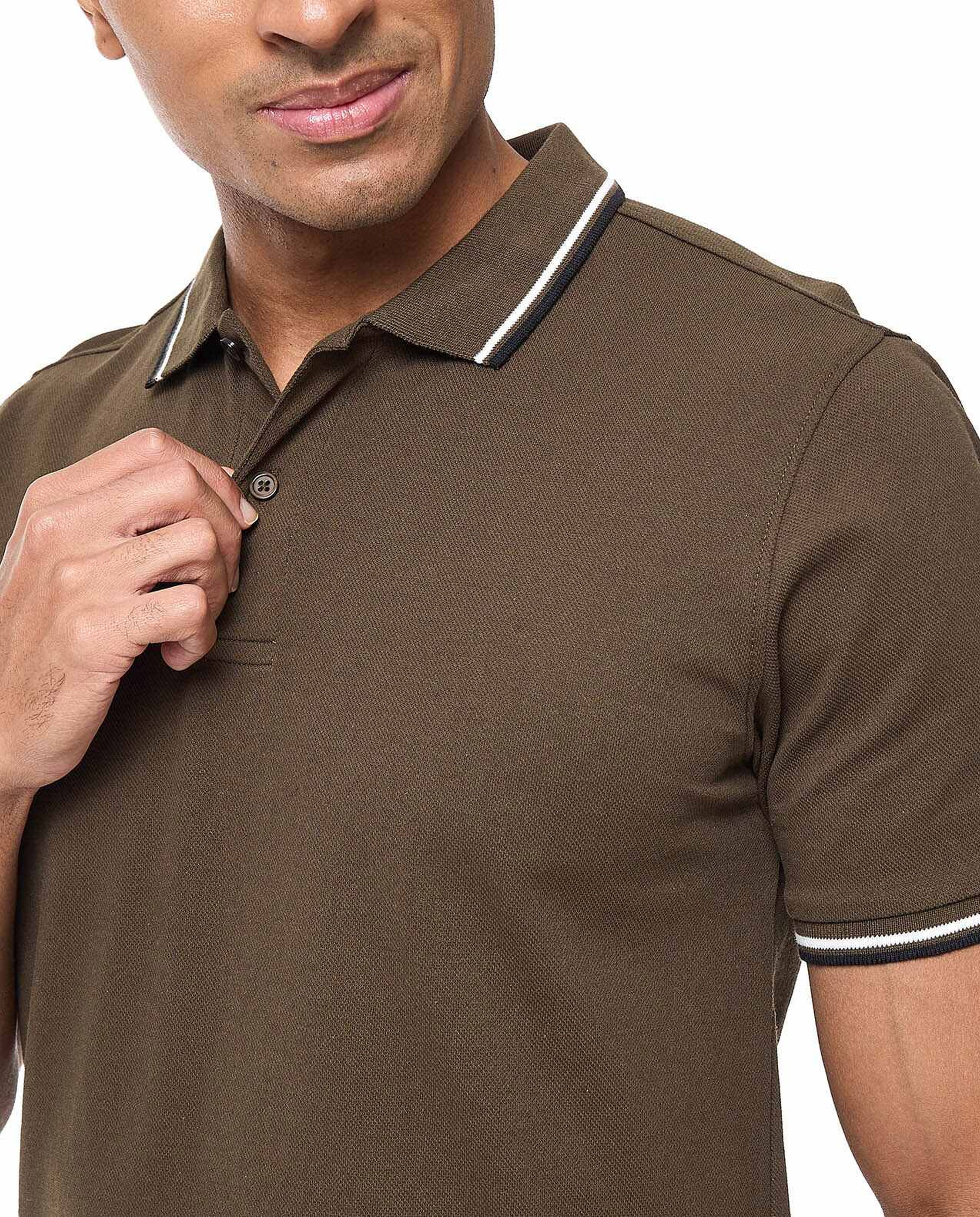 Tipping Detail Polo T-Shirt with Short Sleeves